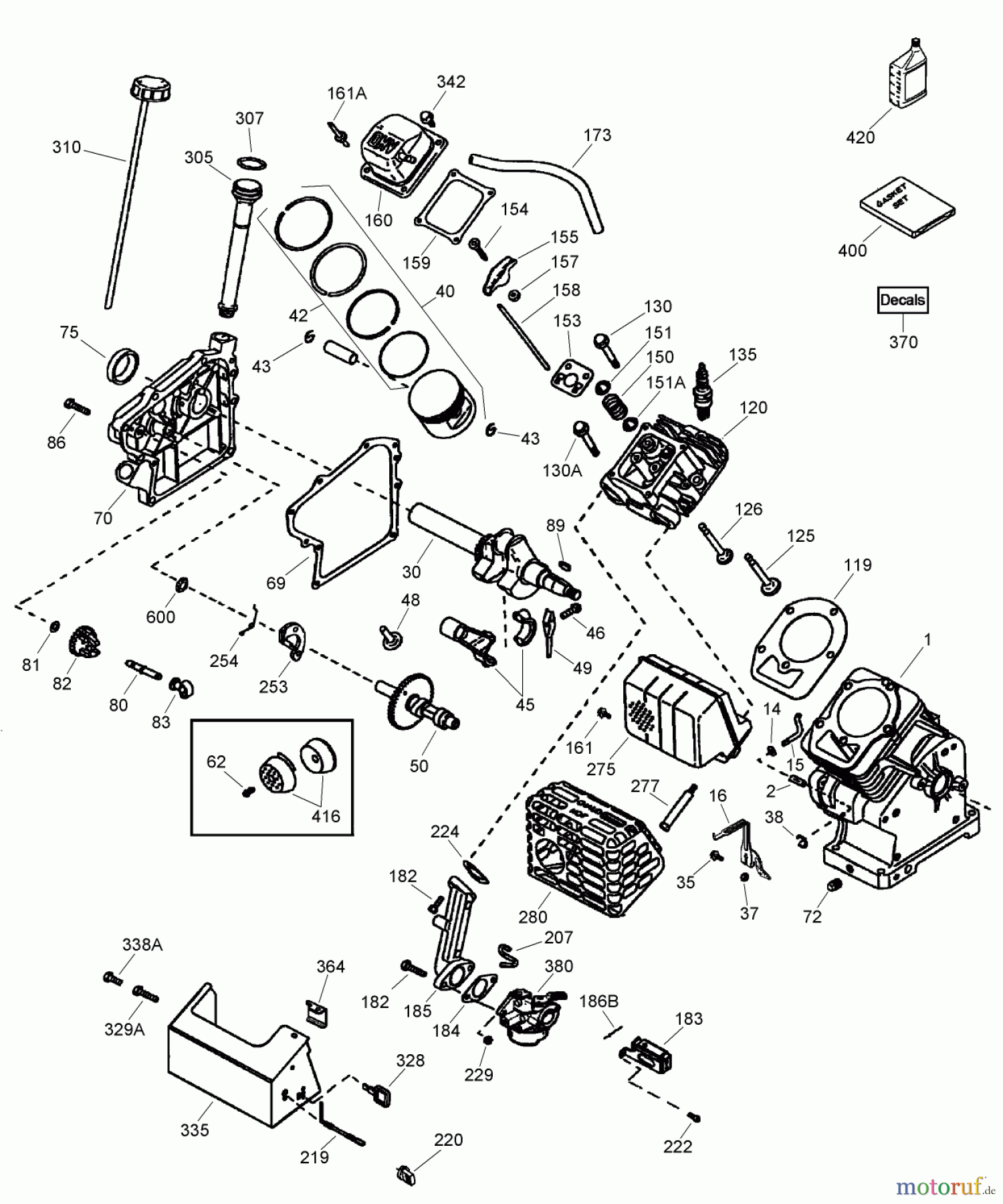Toro Neu Snow Blowers/Snow Throwers Seite 2 38607 (622E) - Toro 622E Power Throw Snowthrower, 2008 (280000001-280999999) ENGINE ASSEMBLY NO. 1 TECUMSEH OH195SA-72563G