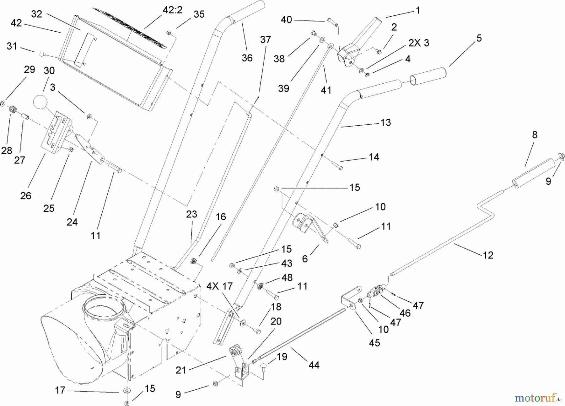  Toro Neu Snow Blowers/Snow Throwers Seite 2 38607 (622E) - Toro 622E Power Throw Snowthrower, 2009 (290000001-290999999) HANDLE AND CONTROL ASSEMBLY