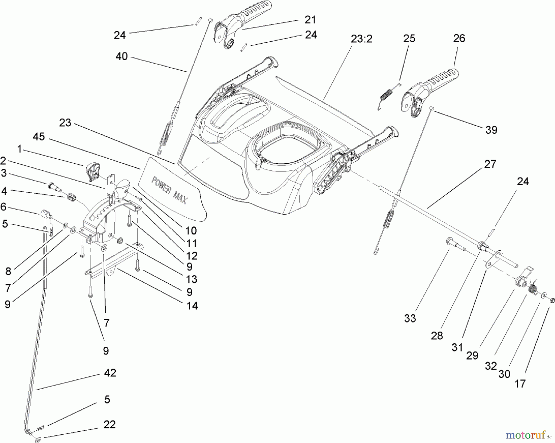Toro Neu Snow Blowers/Snow Throwers Seite 2 38610 (726 TE) - Toro Power Max 726 TE Snowthrower, 2004 (240000001-240999999) HANDLE AND CONTROL ASSEMBLY