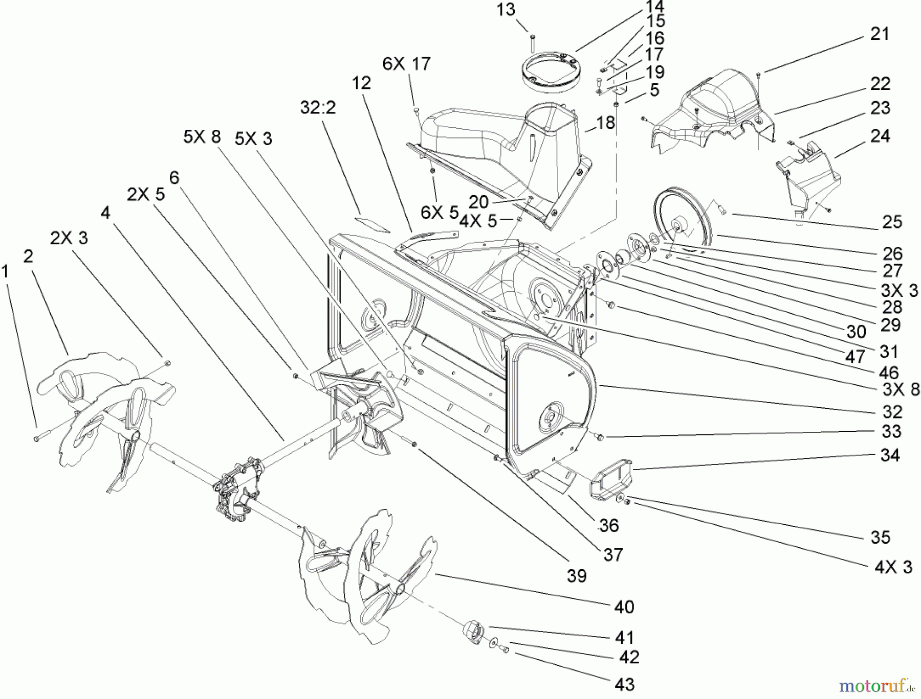  Toro Neu Snow Blowers/Snow Throwers Seite 2 38610 (726 TE) - Toro Power Max 726 TE Snowthrower, 2005 (250000001-250010000) AUGER AND HOUSING ASSEMBLY