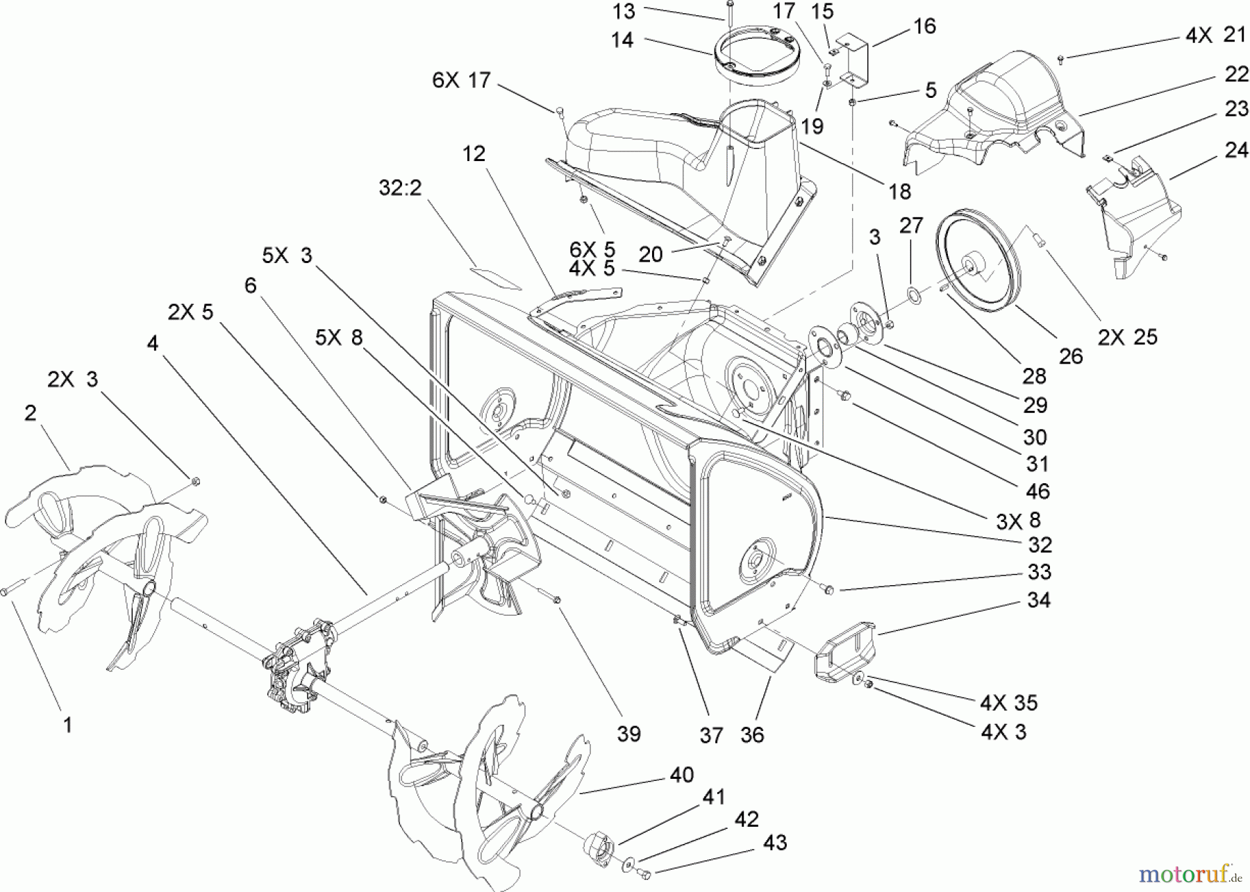  Toro Neu Snow Blowers/Snow Throwers Seite 2 38611 (726 TE) - Toro Power Max 726 TE Snowthrower, 2004 (240000001-240999999) AUGER AND HOUSING ASSEMBLY
