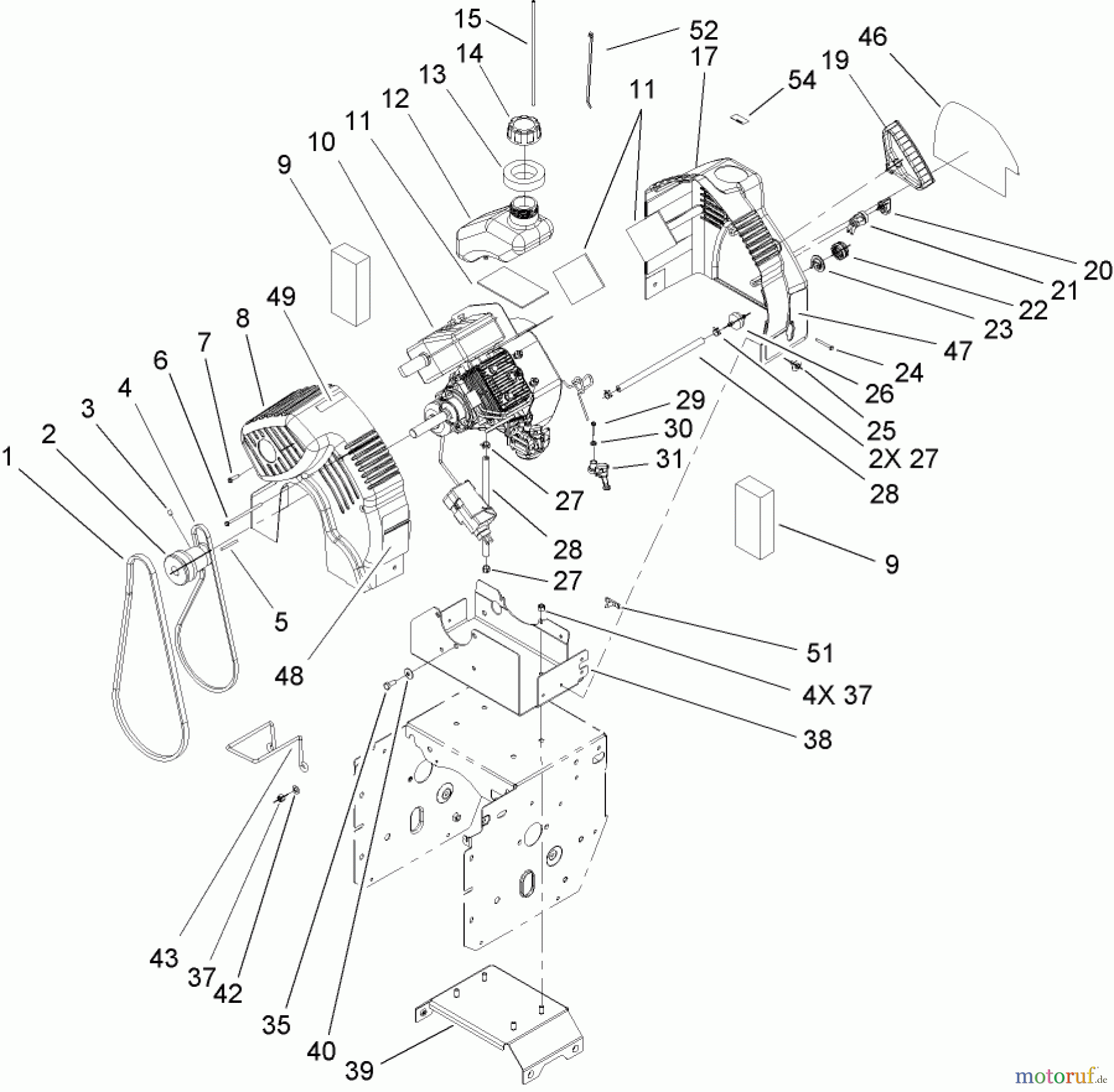  Toro Neu Snow Blowers/Snow Throwers Seite 2 38611 (726 TE) - Toro Power Max 726 TE Snowthrower, 2004 (240000001-240999999) ENGINE AND FRAME ASSEMBLY