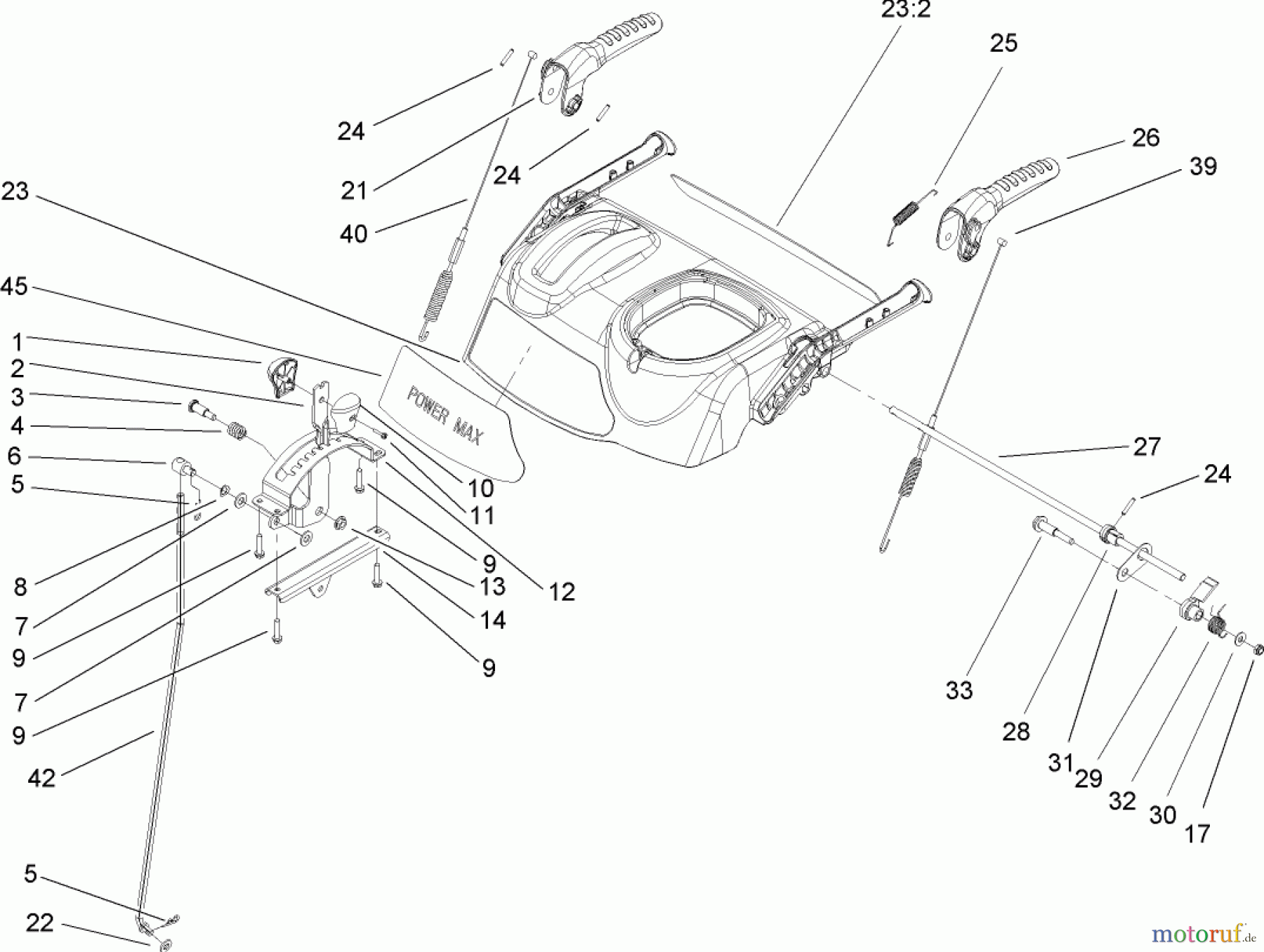  Toro Neu Snow Blowers/Snow Throwers Seite 2 38620 (826 LE) - Toro Power Max 826 LE Snowthrower, 2005 (250000001-250010000) HANDLE CONTROL ASSEMBLY