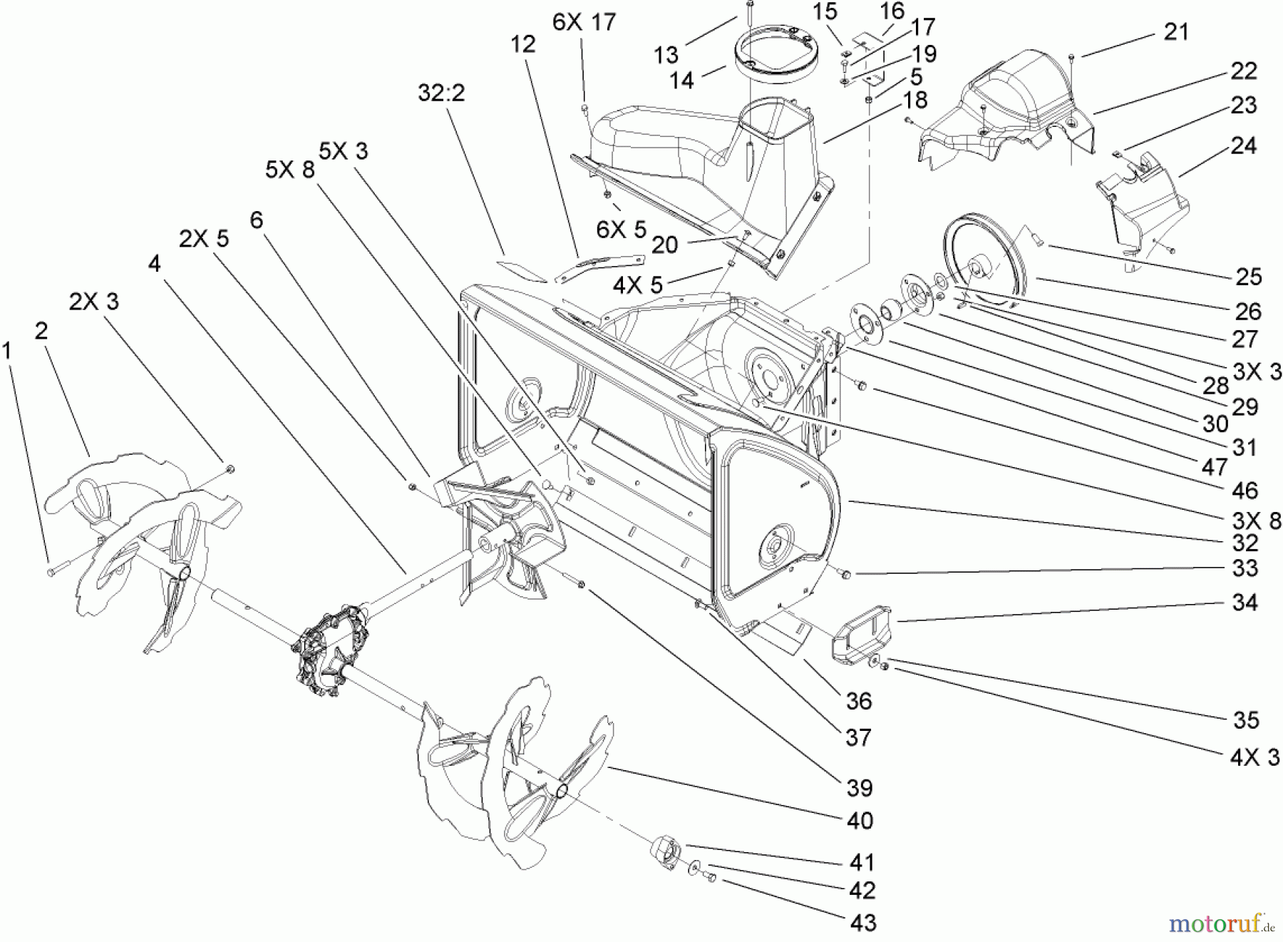  Toro Neu Snow Blowers/Snow Throwers Seite 2 38621 (826 LE) - Toro Power Max 826 LE Snowthrower, 2006 (260000001-260999999) AUGER AND HOUSING ASSEMBLY