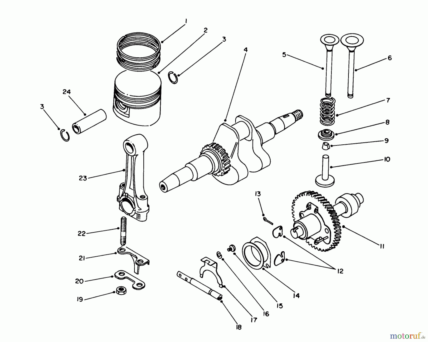  Toro Neu Generators 62012 (T1200) - Toro Generator, T1200, 1983 (3000001-3999999) CRANKSHAFT & CAMSHAFT ASSEMBLY