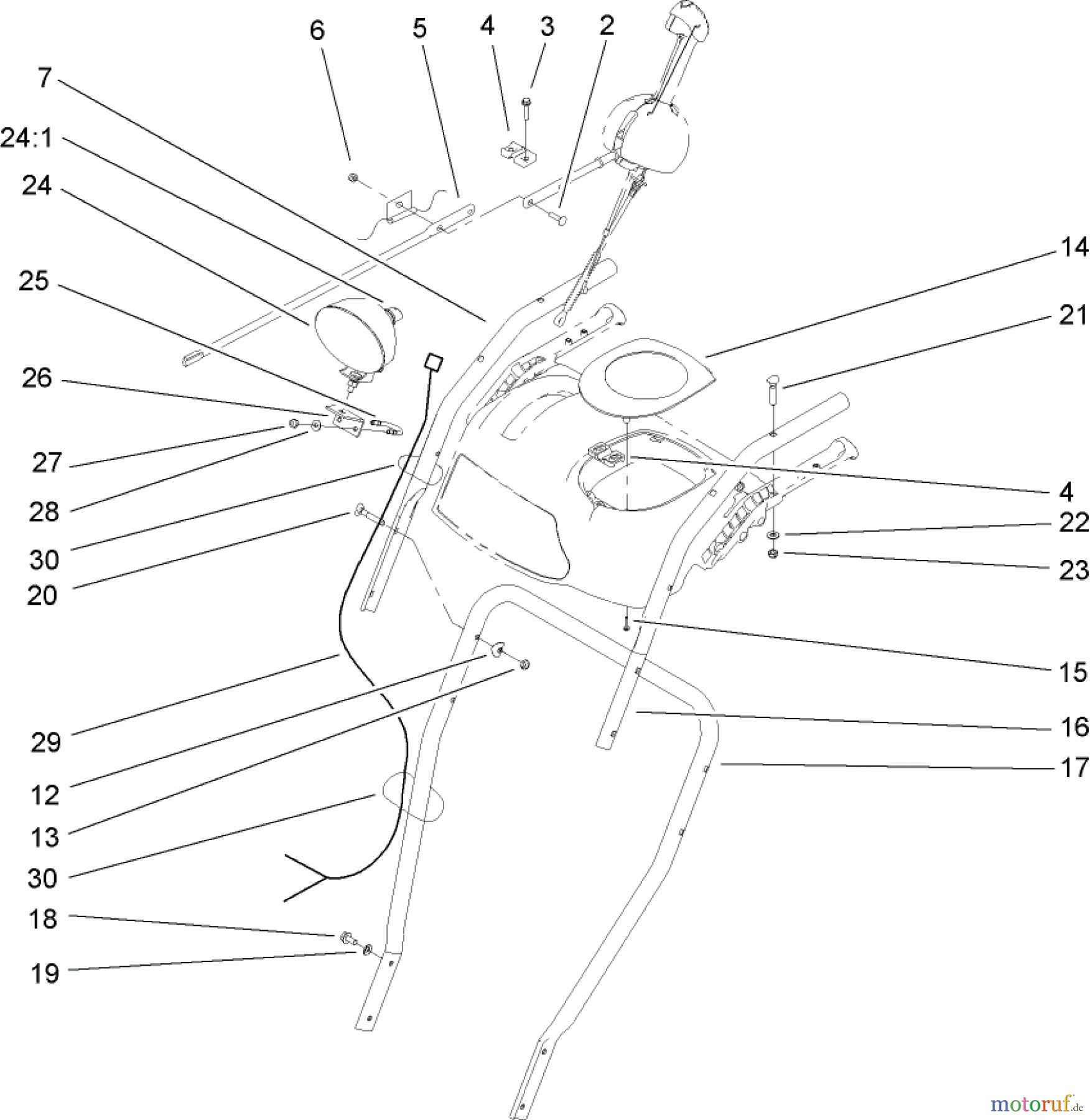 Toro Neu Snow Blowers/Snow Throwers Seite 2 38622 (826 LE) - Toro Power Max 826 LE Snowthrower, 2006 (260000001-260999999) HANDLE, HEADLAMP AND CONTROL ASSEMBLY