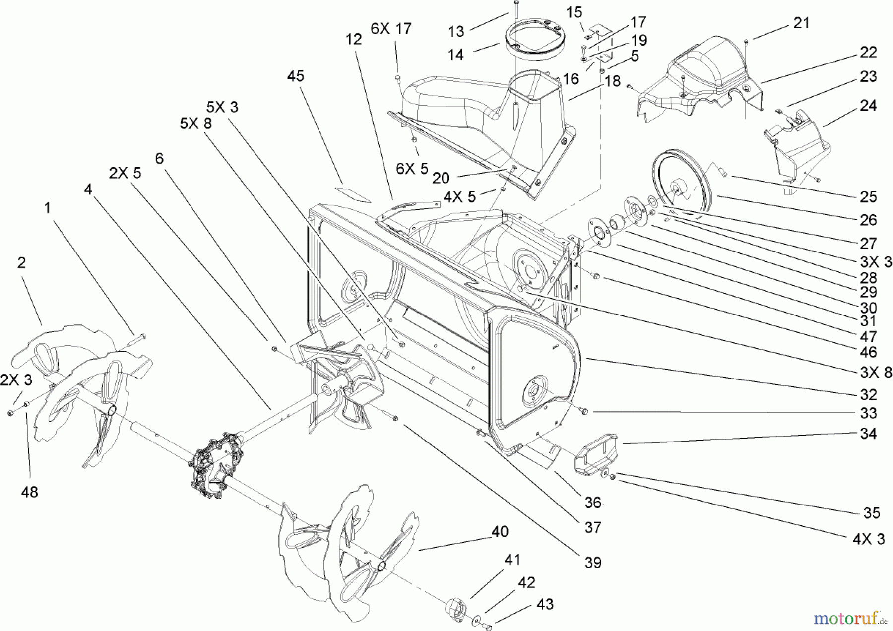 Toro Neu Snow Blowers/Snow Throwers Seite 2 38622 (826 LE) - Toro Power Max 826 LE Snowthrower, 2007 (270000001-270999999) AUGER AND HOUSING ASSEMBLY
