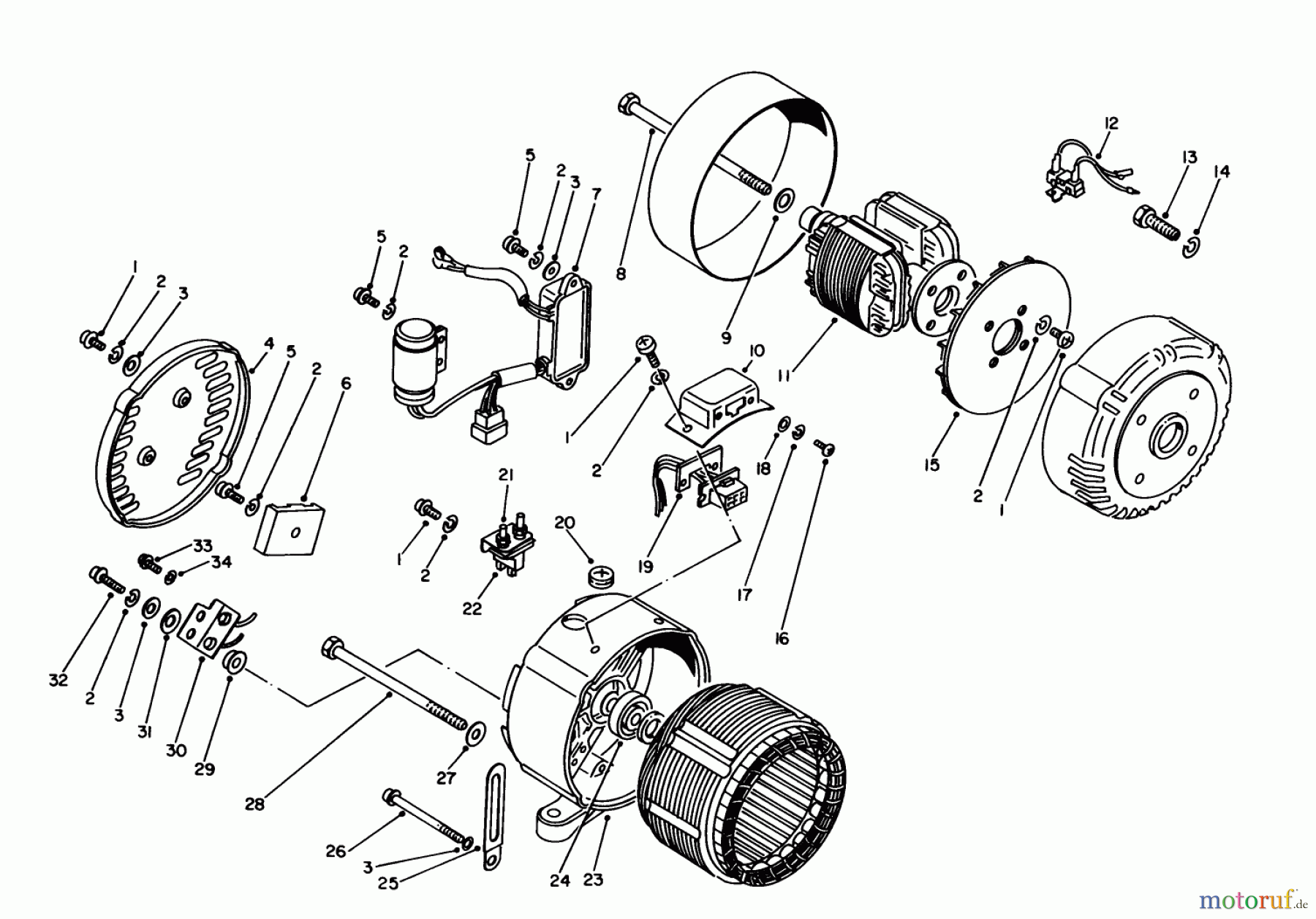 Toro Neu Generators 62012 (T1200) - Toro Generator, T1200, 1984 (4000001-4999999) GENERATOR ASSEMBLY