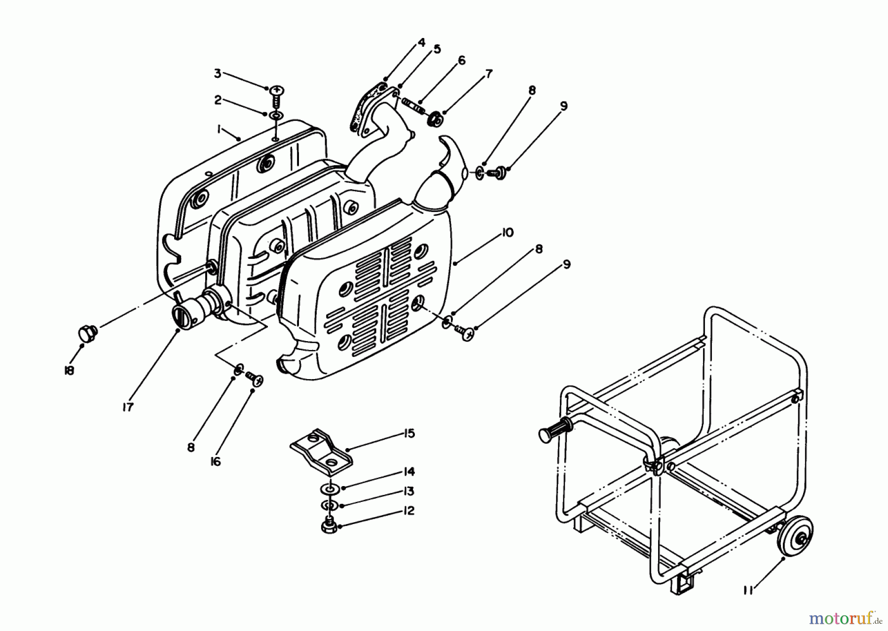 Toro Neu Generators 62012 (T1200) - Toro Generator, T1200, 1984 (4000001-4999999) MUFFLER-EXHAUST ASSEMBLY