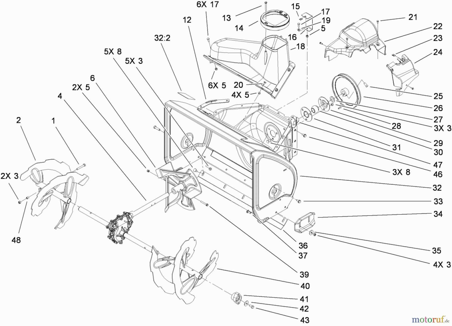  Toro Neu Snow Blowers/Snow Throwers Seite 2 38624 (826 OE) - Toro Power Max 826 OE Snowthrower, 2009 (290000001-290999999) AUGER AND HOUSING ASSEMBLY