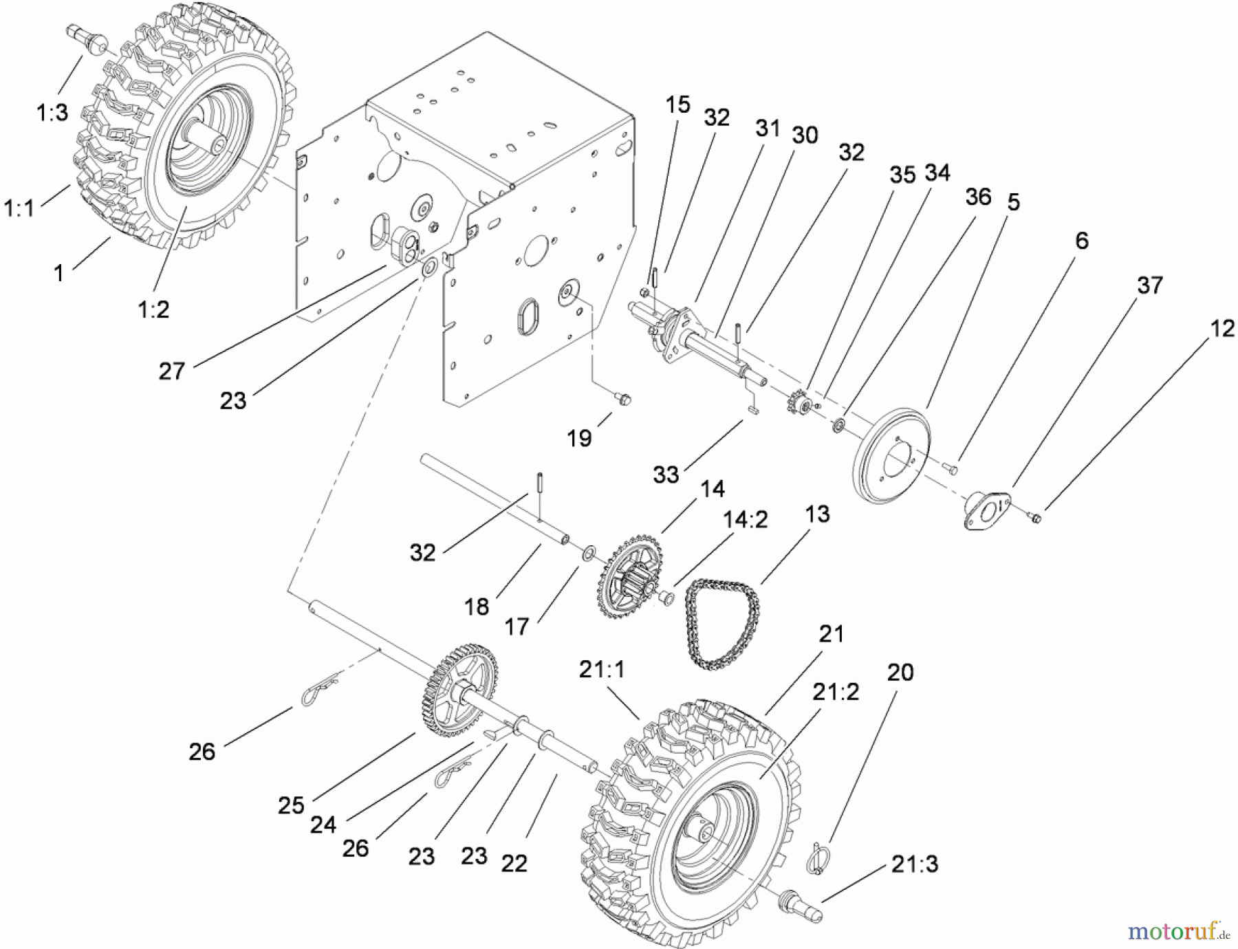  Toro Neu Snow Blowers/Snow Throwers Seite 2 38624 (826 OE) - Toro Power Max 826 OE Snowthrower, 2009 (290000001-290999999) CHAIN DRIVE ASSEMBLY
