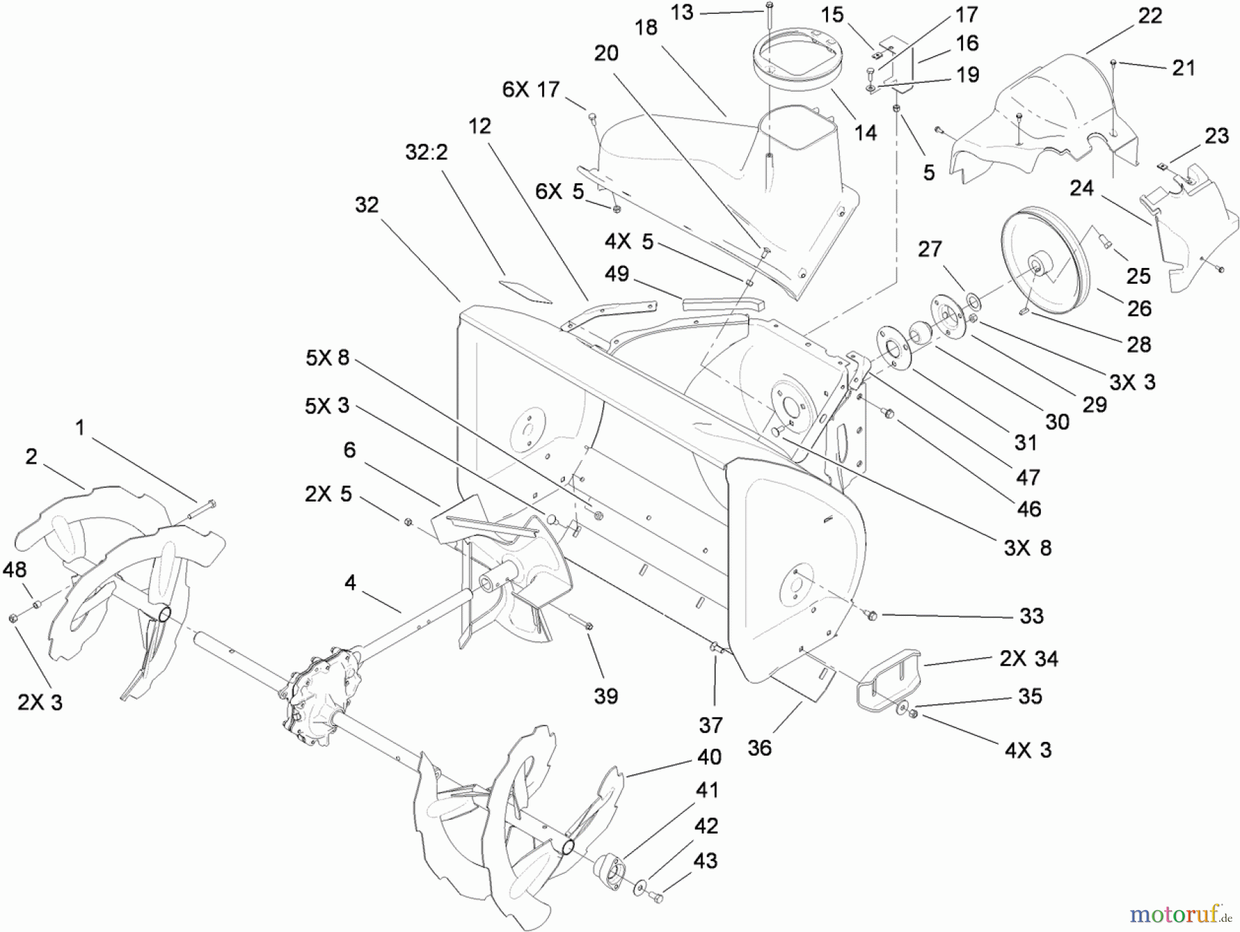 Toro Neu Snow Blowers/Snow Throwers Seite 2 38624W (826 OXE) - Toro Power Max 826 OXE Snowthrower, 2011 (311000001-311999999) AUGER AND HOUSING ASSEMBLY