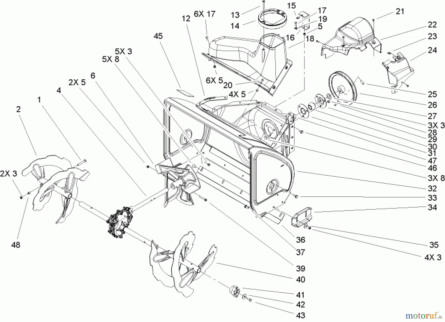  Toro Neu Snow Blowers/Snow Throwers Seite 2 38629 (826 OE) - Toro Power Max 826 OE Snowthrower, 2008 (280000001-280999999) AUGER AND HOUSING ASSEMBLY
