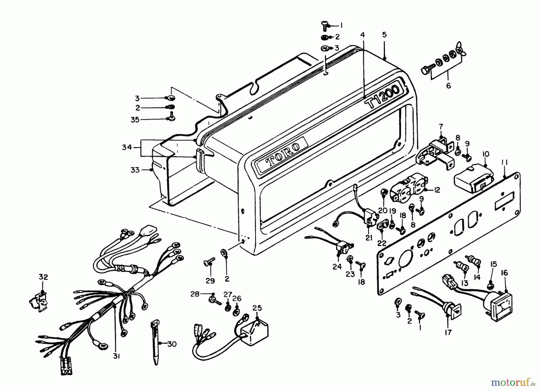 Toro Neu Generators 62012 (T1200) - Toro Generator, T1200, 1985 (5000001-5999999) CONTROL PANEL ASSEMBLY
