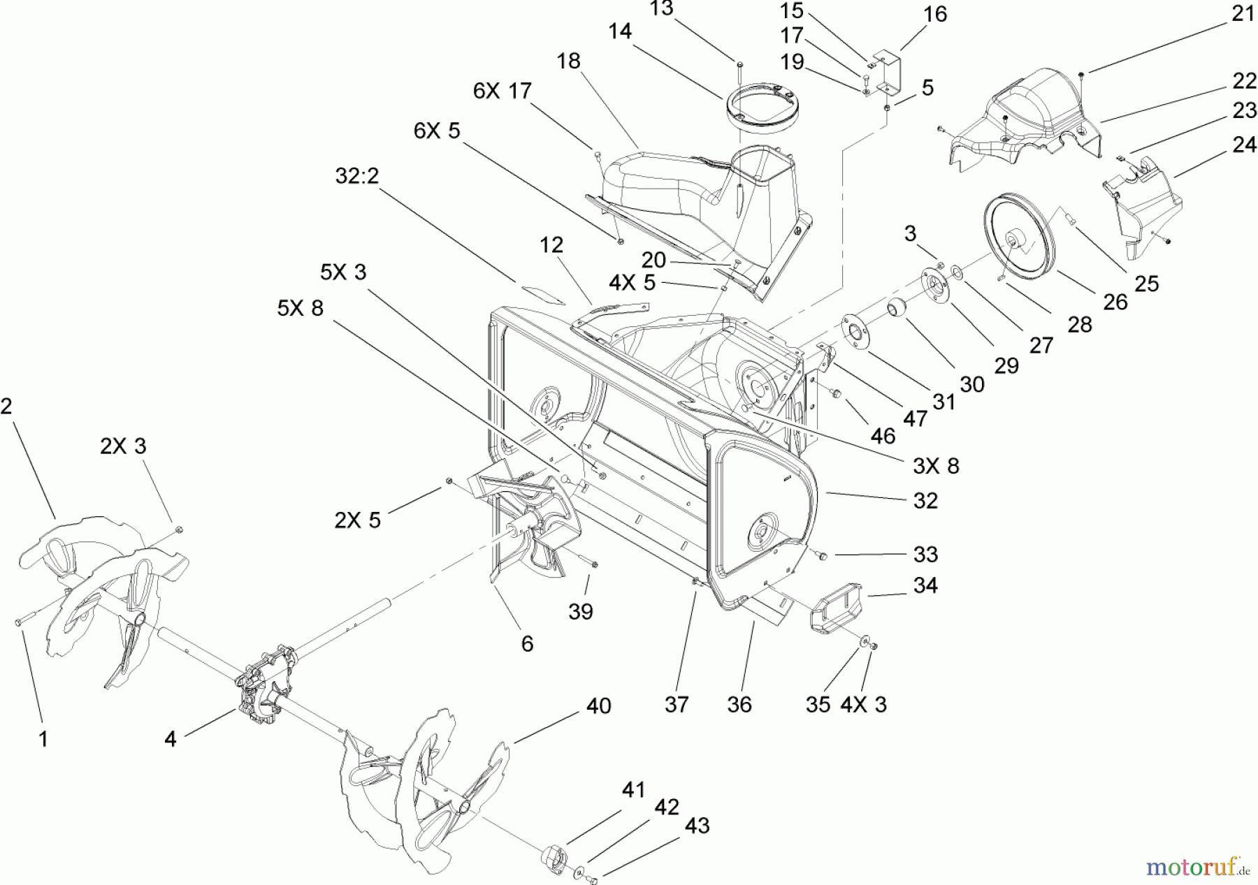 Toro Neu Snow Blowers/Snow Throwers Seite 2 38630 (828 LXE) - Toro Power Max 828 LXE Snowthrower, 2005 (250000001-250010000) AUGER AND HOUSING ASSEMBLY
