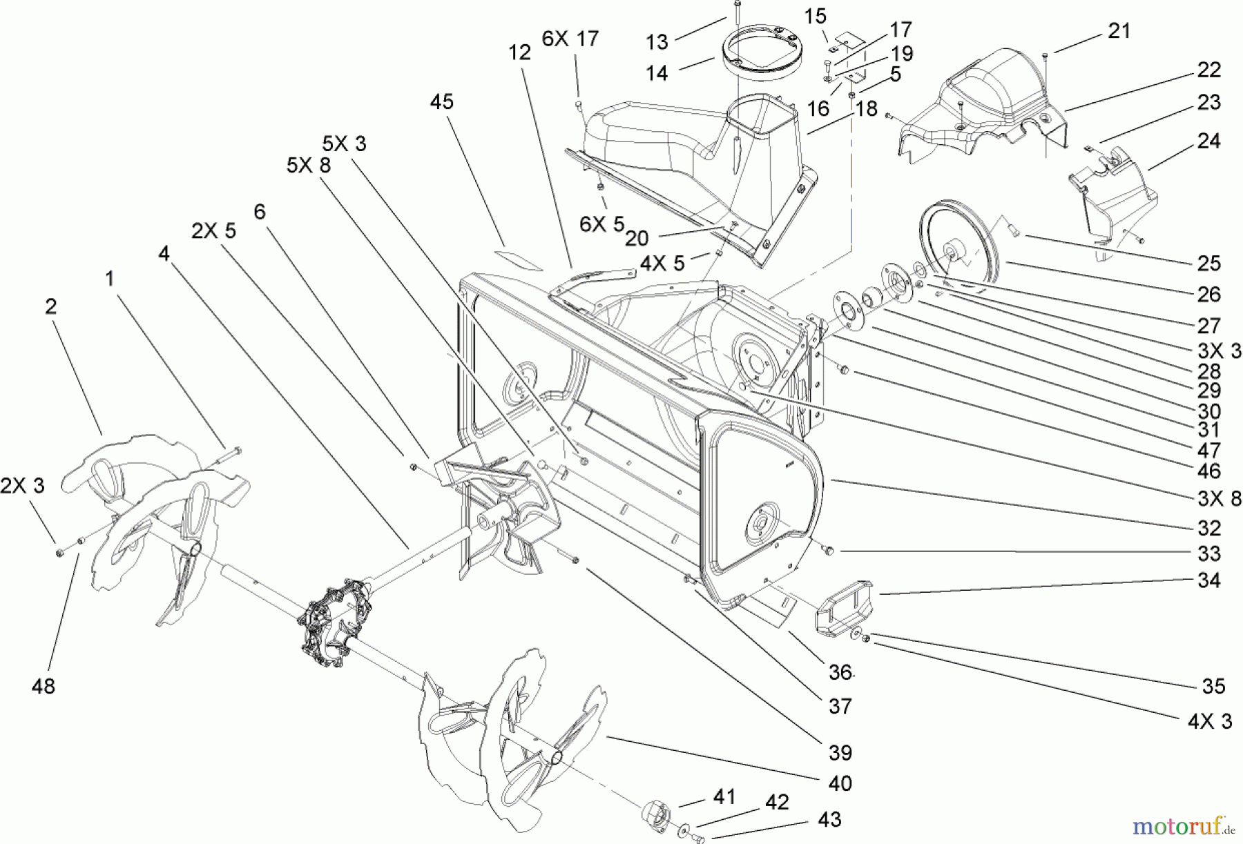 Toro Neu Snow Blowers/Snow Throwers Seite 2 38630 (828 LXE) - Toro Power Max 828 LXE Snowthrower, 2006 (260000001-260999999) AUGER AND HOUSING ASSEMBLY