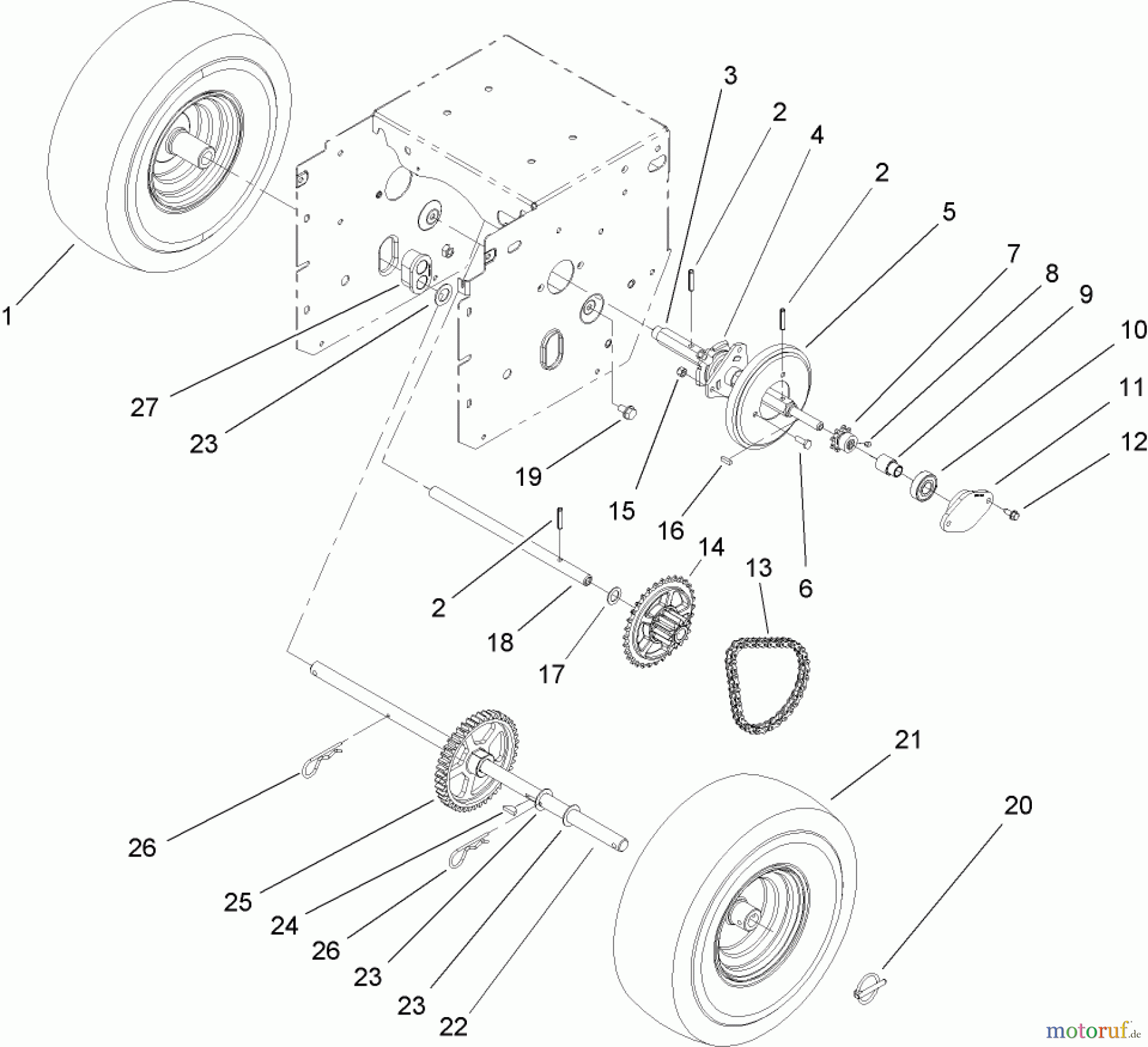  Toro Neu Snow Blowers/Snow Throwers Seite 2 38632 (828 LE) - Toro Power Max 828 LE Snowthrower, 2004 (240000001-240999999) CHAIN DRIVE ASSEMBLY