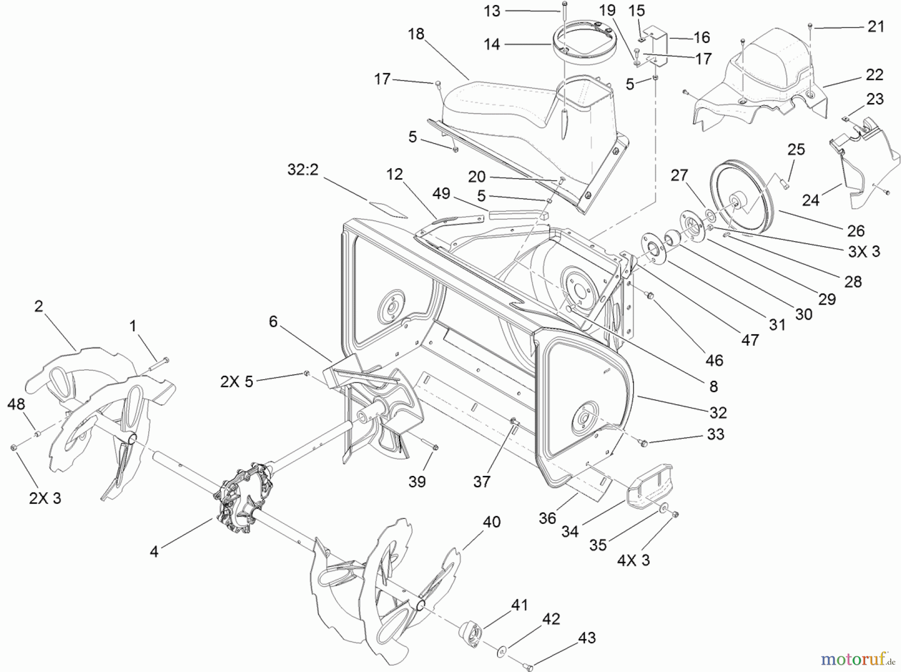 Toro Neu Snow Blowers/Snow Throwers Seite 2 38633 (826 OXE) - Toro Power Max 826 OXE Snowthrower, 2012 (312000001-312999999) AUGER AND HOUSING ASSEMBLY