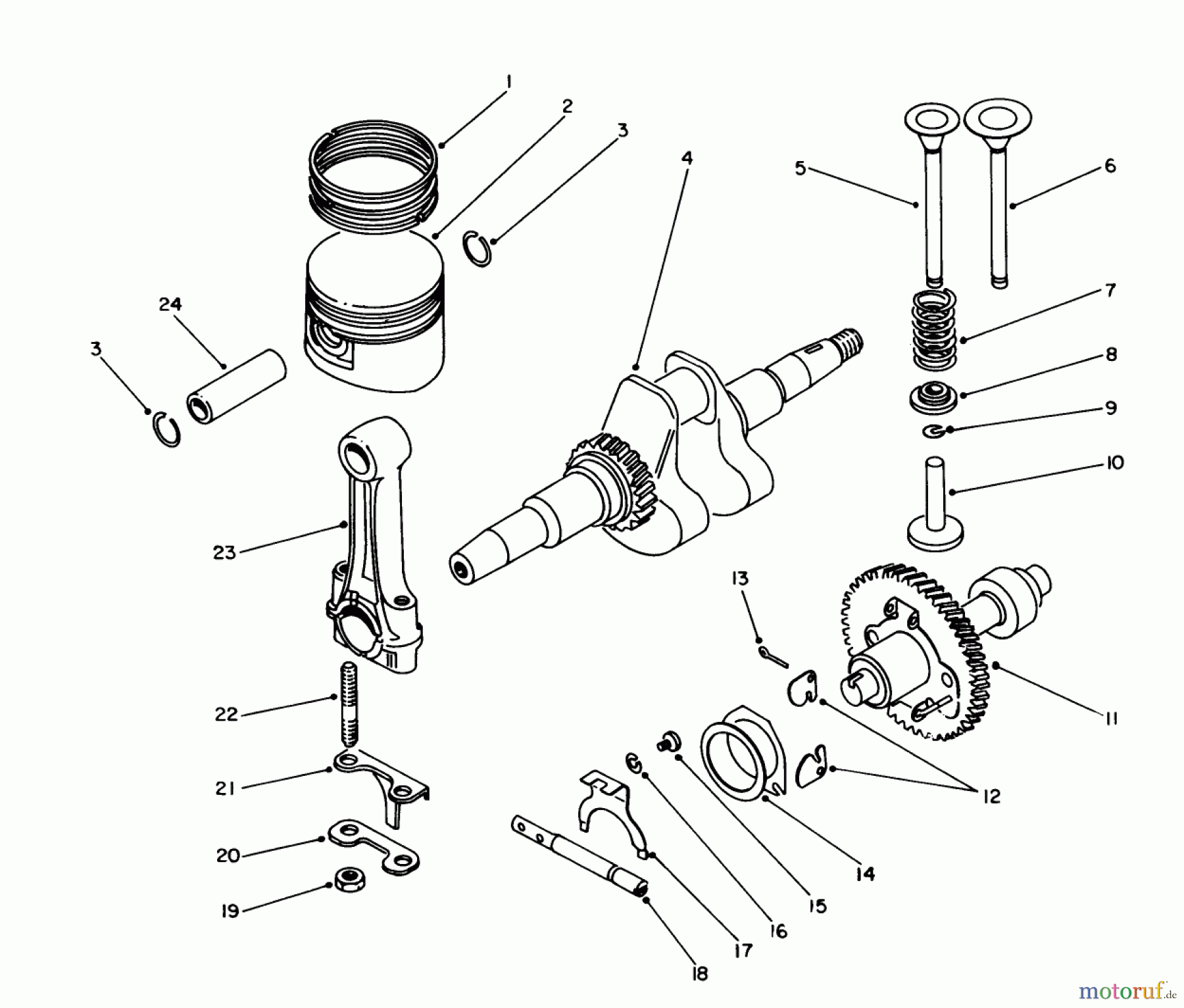  Toro Neu Generators 62012 (T1200) - Toro Generator, T1200, 1988 (8000001-8999999) CRANKSHAFT & CAMSHAFT ASSEMBLY