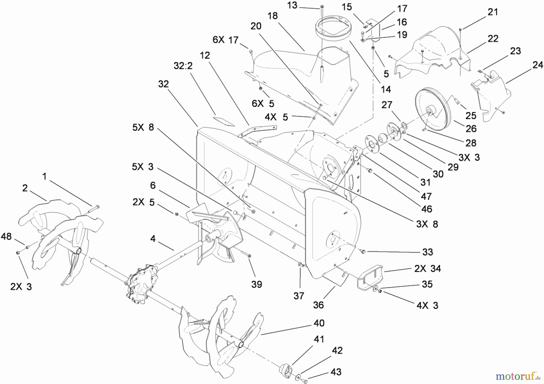  Toro Neu Snow Blowers/Snow Throwers Seite 2 38634 (828 OXE) - Toro Power Max 828 OXE Snowthrower, 2010 (310000001-310999999) AUGER AND HOUSING ASSEMBLY