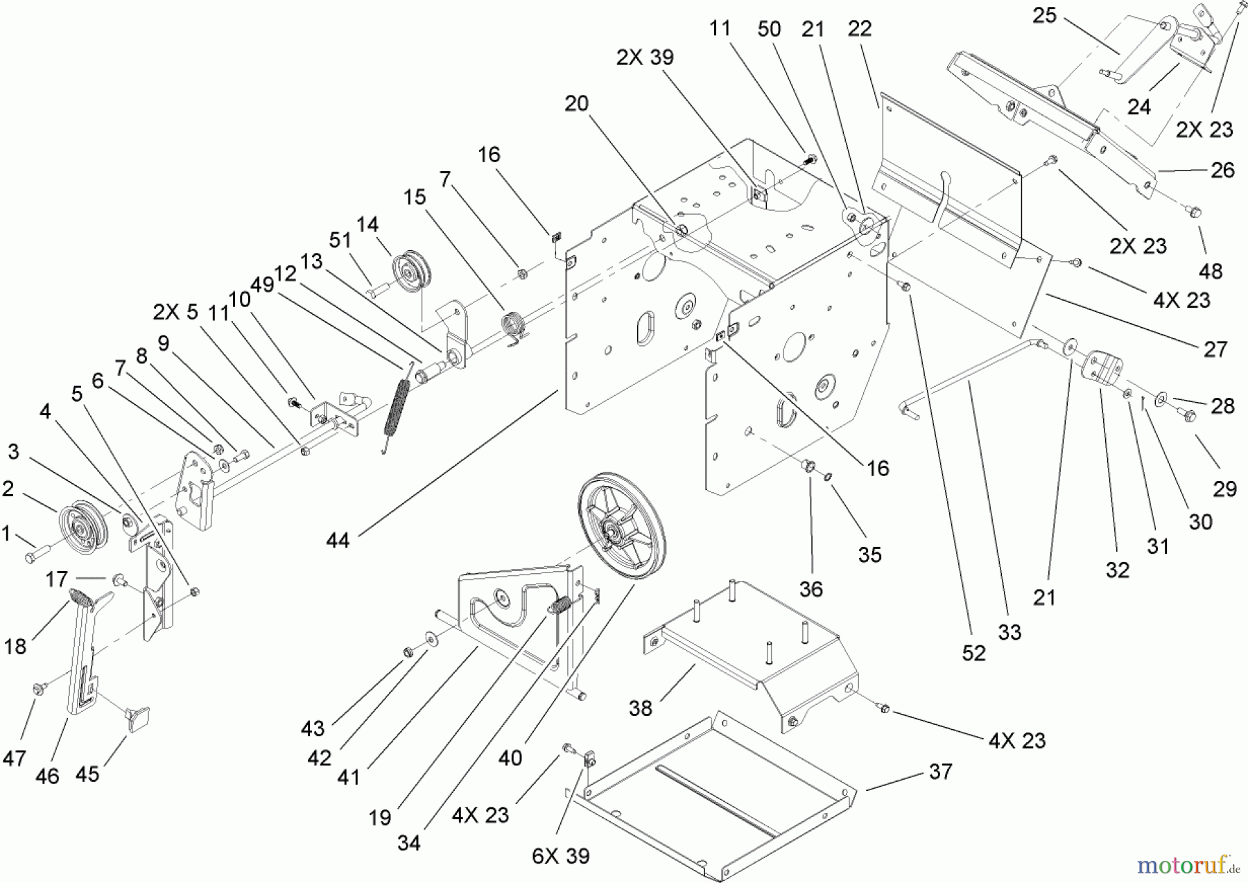 Toro Neu Snow Blowers/Snow Throwers Seite 2 38634 (828 OXE) - Toro Power Max 828 OXE Snowthrower, 2010 (310000001-310999999) FRAME ASSEMBLY