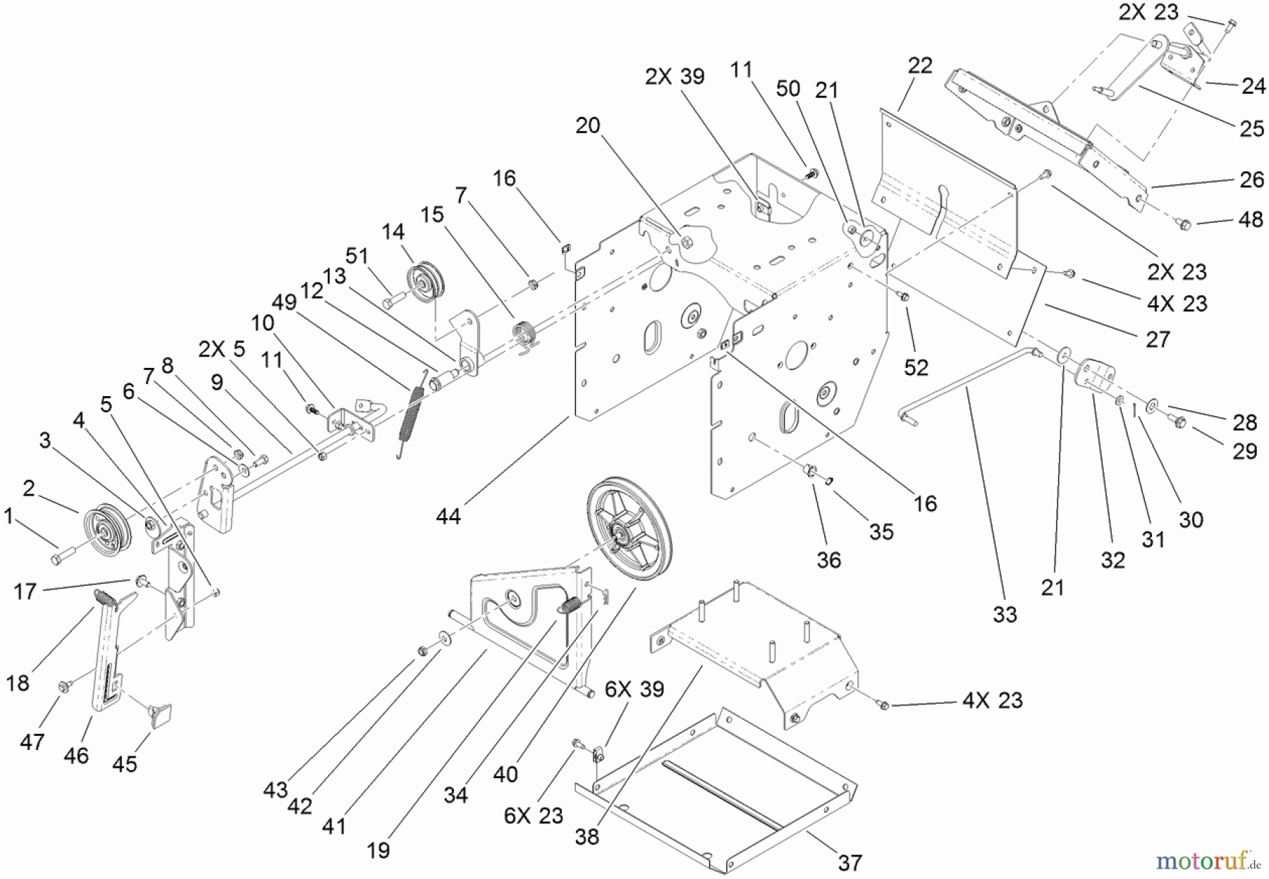  Toro Neu Snow Blowers/Snow Throwers Seite 2 38634 (828 OXE) - Toro Power Max 828 OXE Snowthrower, 2012 (SN 312000001-312001724) FRAME ASSEMBLY