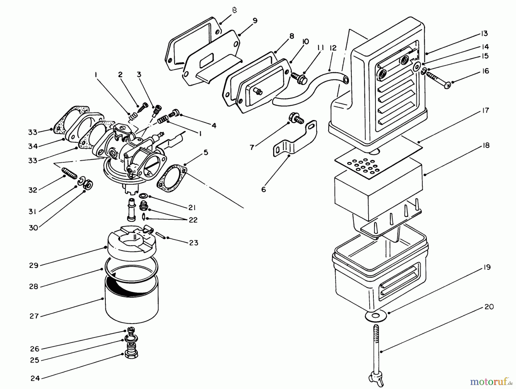  Toro Neu Generators 62018 (T1800) - Toro Generator, T1800, 1983 (3000001-3999999) AIR CLEANER & CARBURETOR ASSEMBLY