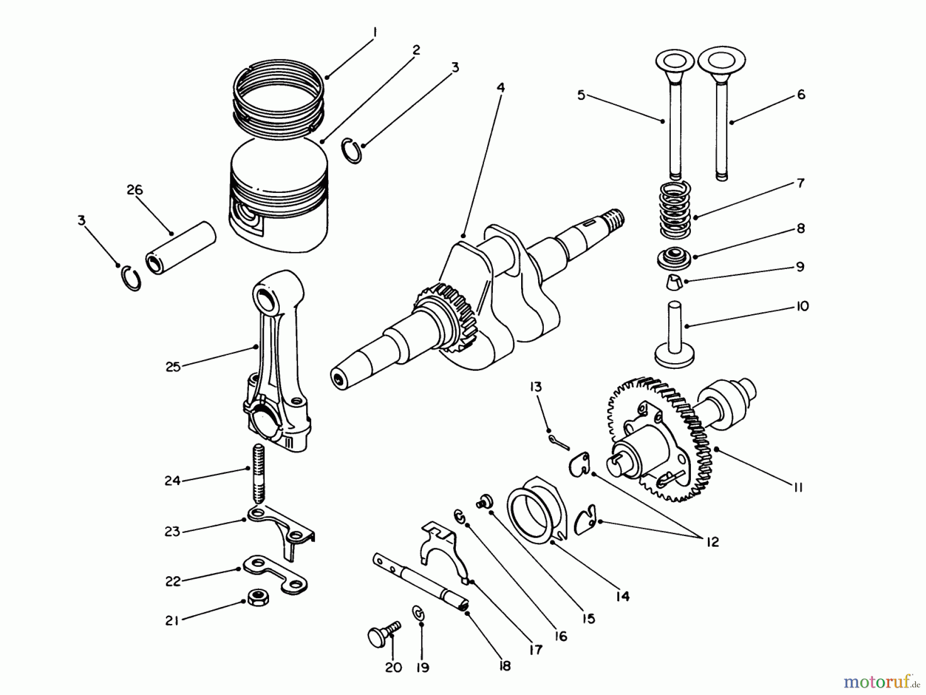 Toro Neu Generators 62018 (T1800) - Toro Generator, T1800, 1984 (4000001-4999999) CRANKSHAFT & CAMSHAFT ASSEMBLY