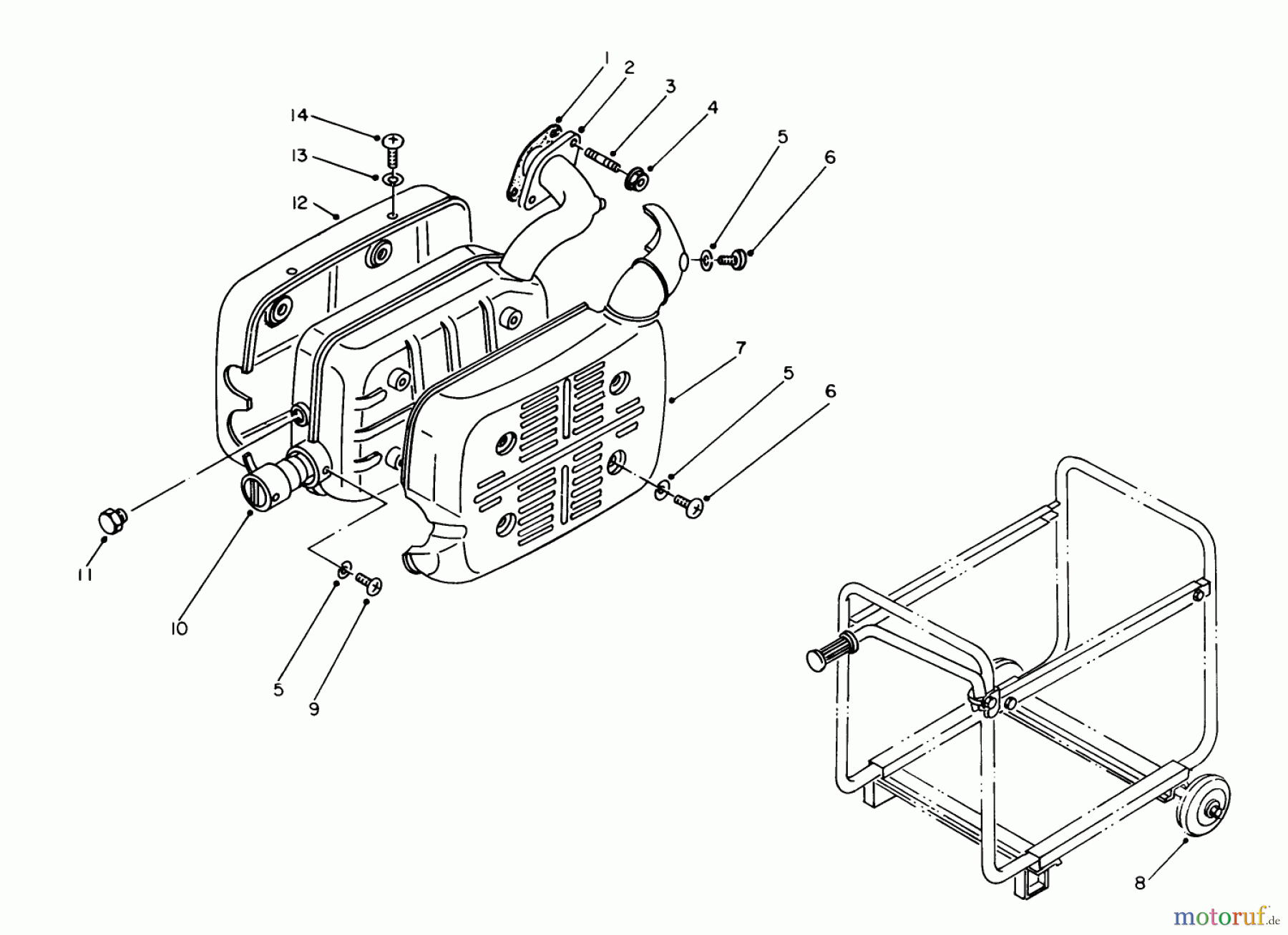 Toro Neu Generators 62018 (T1800) - Toro Generator, T1800, 1984 (4000001-4999999) MUFFLER ASSEMBLY