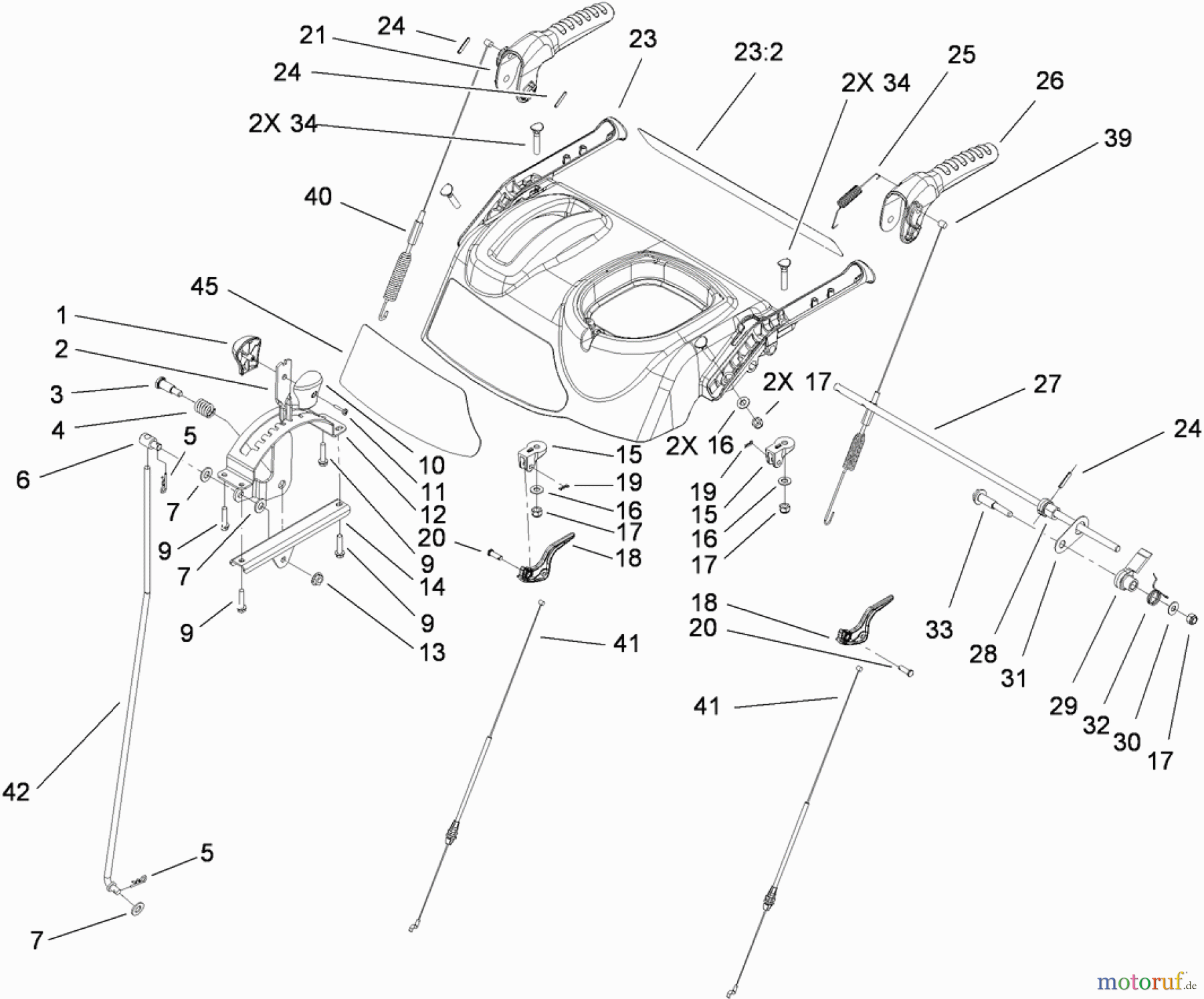  Toro Neu Snow Blowers/Snow Throwers Seite 2 38637 (828 OXE) - Toro Power Max 828 OXE Snowthrower, 2009 (290000001-290999999) HANDLE ASSEMBLY