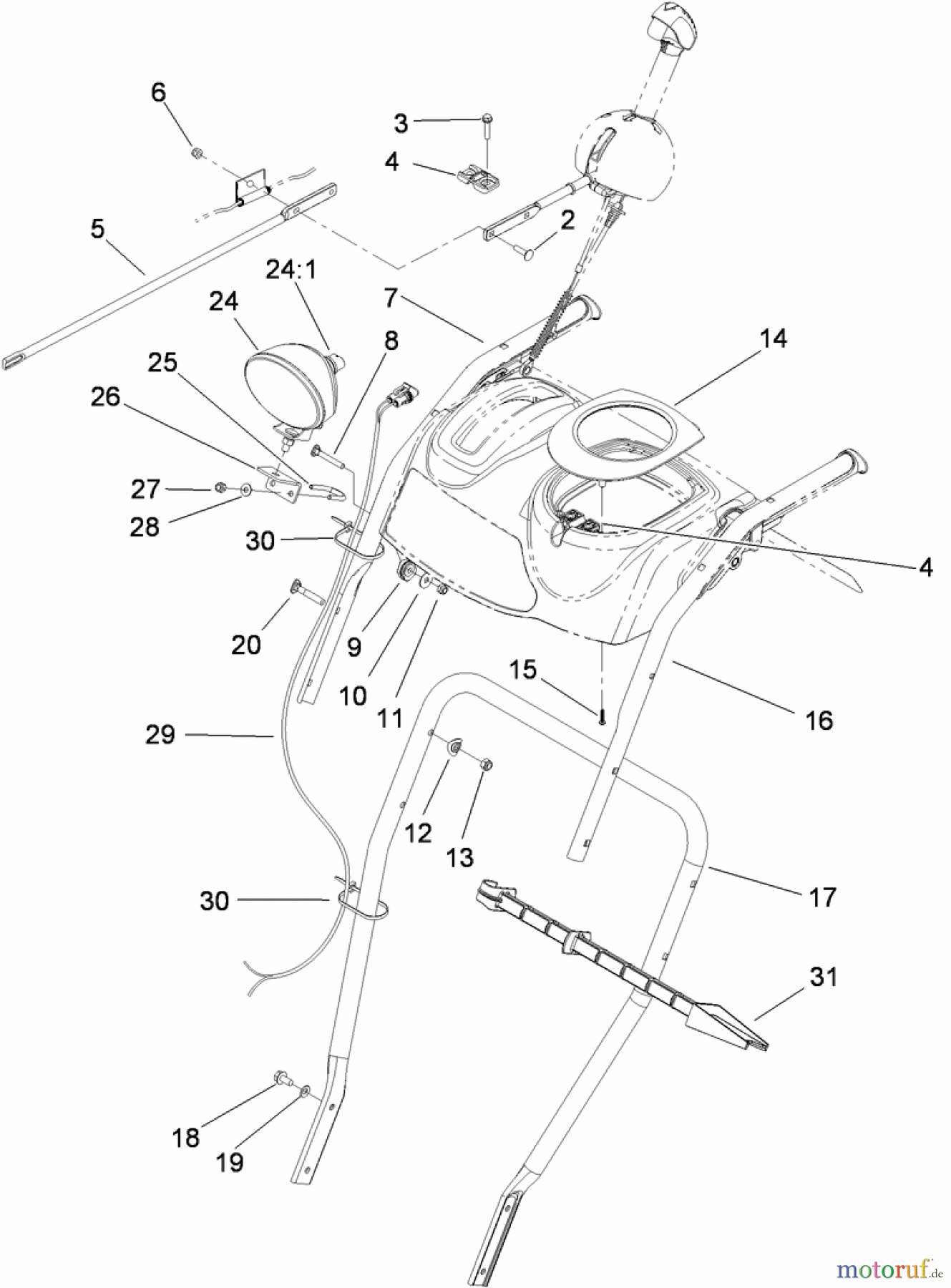  Toro Neu Snow Blowers/Snow Throwers Seite 2 38637 (828 OXE) - Toro Power Max 828 OXE Snowthrower, 2012 (312000001-312999999) HANDLE AND CONTROL ASSEMBLY