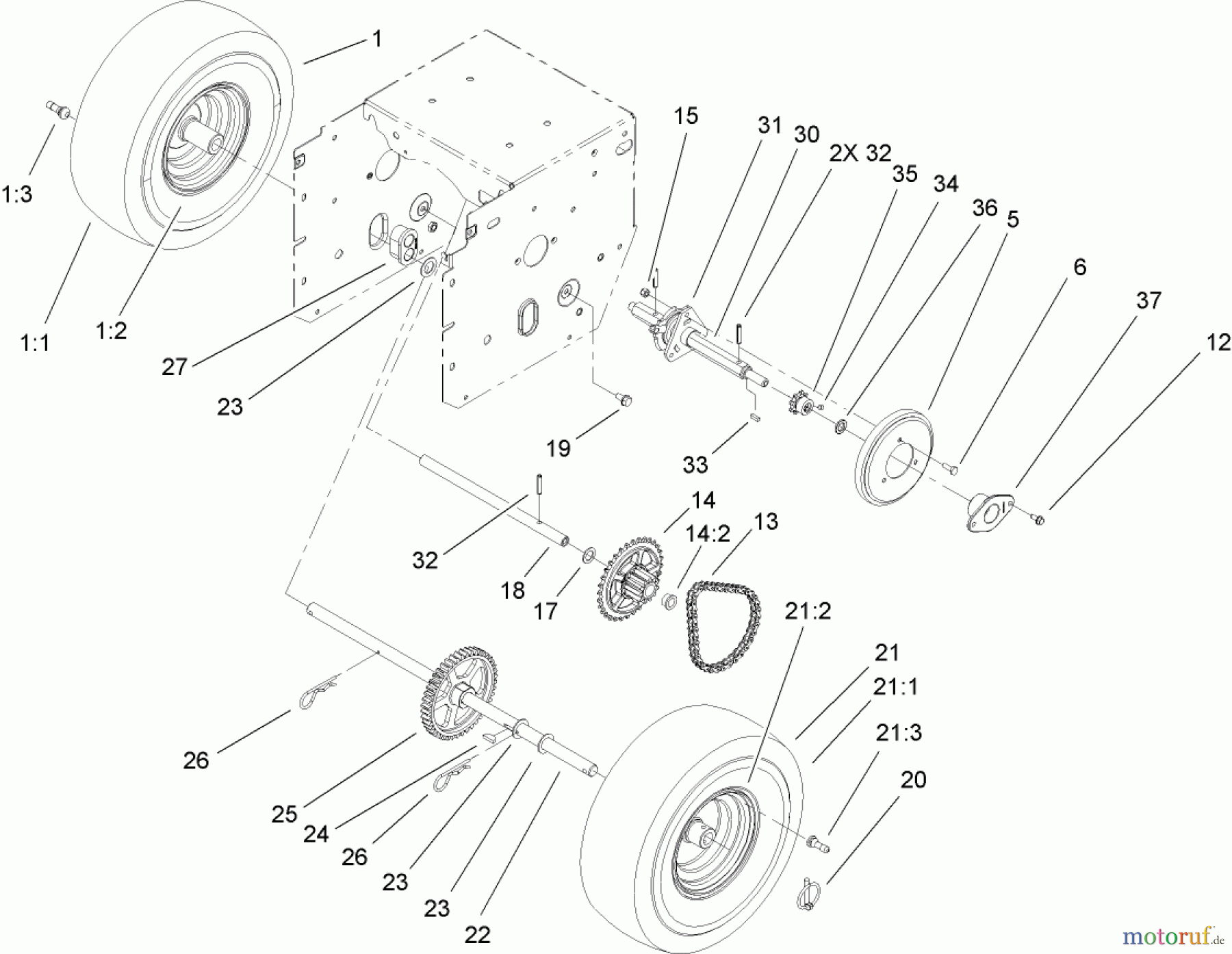Toro Neu Snow Blowers/Snow Throwers Seite 2 38639 (828 OE) - Toro Power Max 828 OE Snowthrower, 2008 (280000001-280999999) CHAIN DRIVE ASSEMBLY
