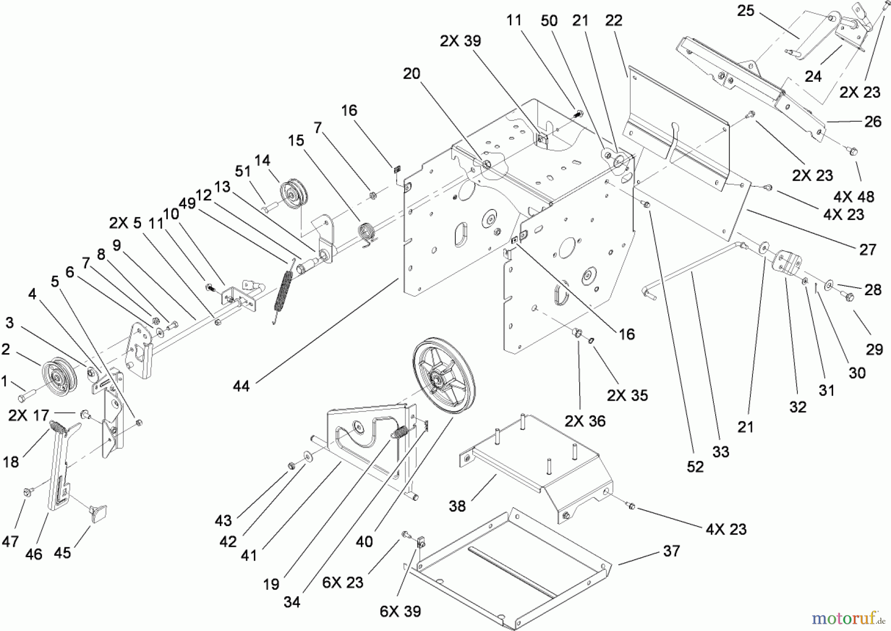 Toro Neu Snow Blowers/Snow Throwers Seite 2 38639 (828 OE) - Toro Power Max 828 OE Snowthrower, 2008 (280000001-280999999) FRAME ASSEMBLY