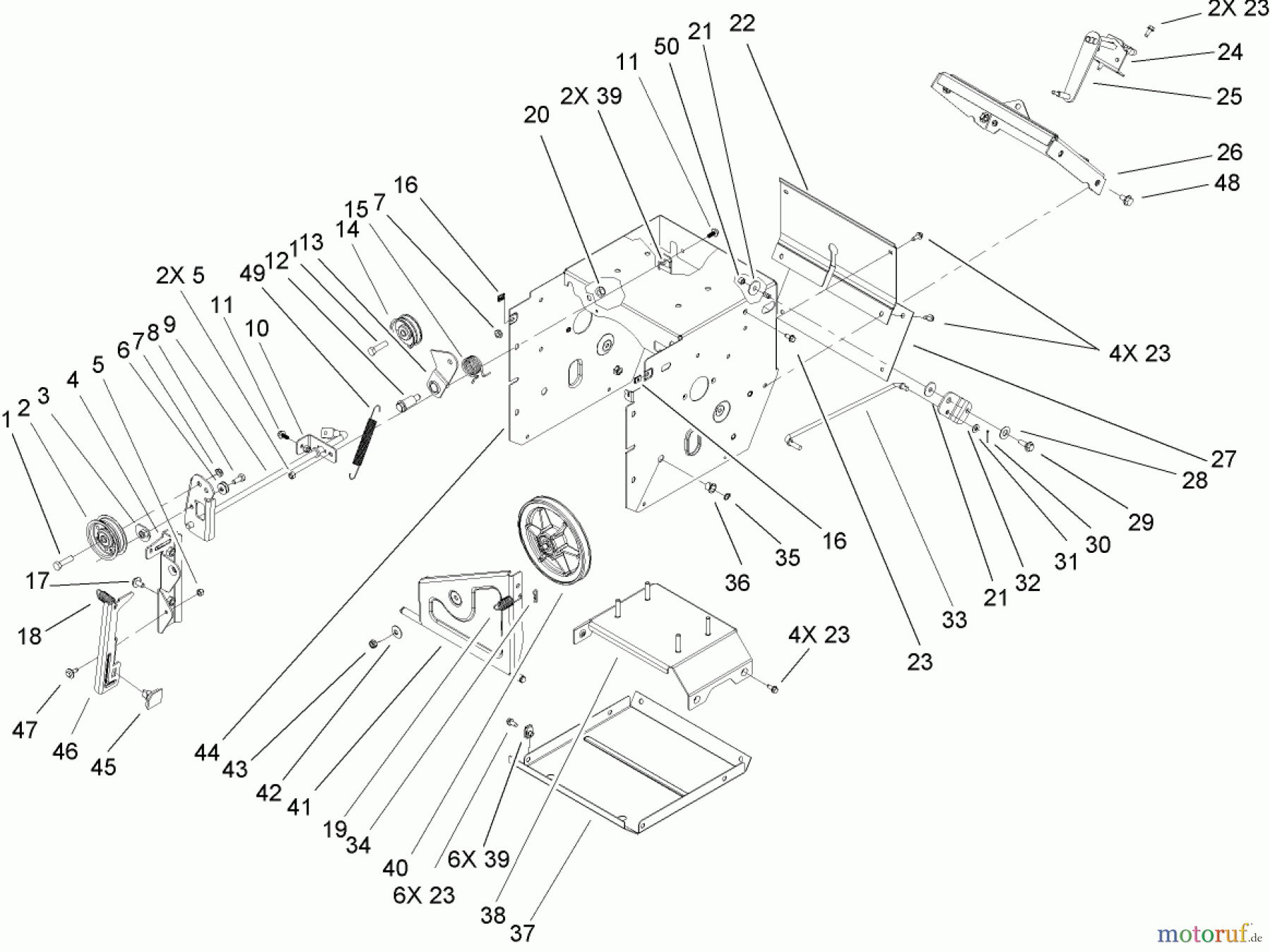 Toro Neu Snow Blowers/Snow Throwers Seite 2 38640 (1028 LXE) - Toro Power Max 1028 LXE Snowthrower, 2005 (250000001-250010000) FRAME ASSEMBLY