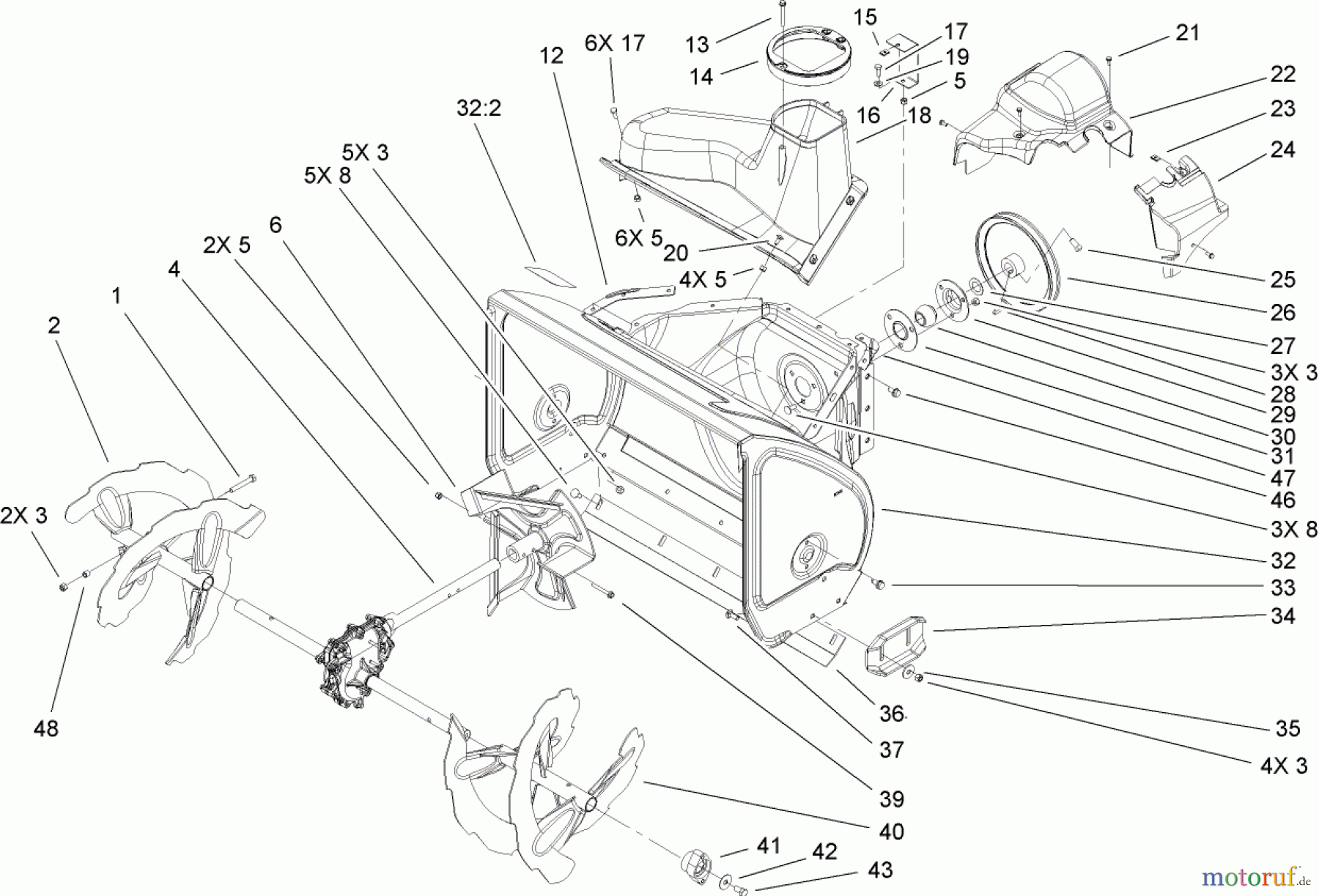  Toro Neu Snow Blowers/Snow Throwers Seite 2 38640 (1028 LXE) - Toro Power Max 1028 LXE Snowthrower, 2007 (270000001-270999999) AUGER AND HOUSING ASSEMBLY