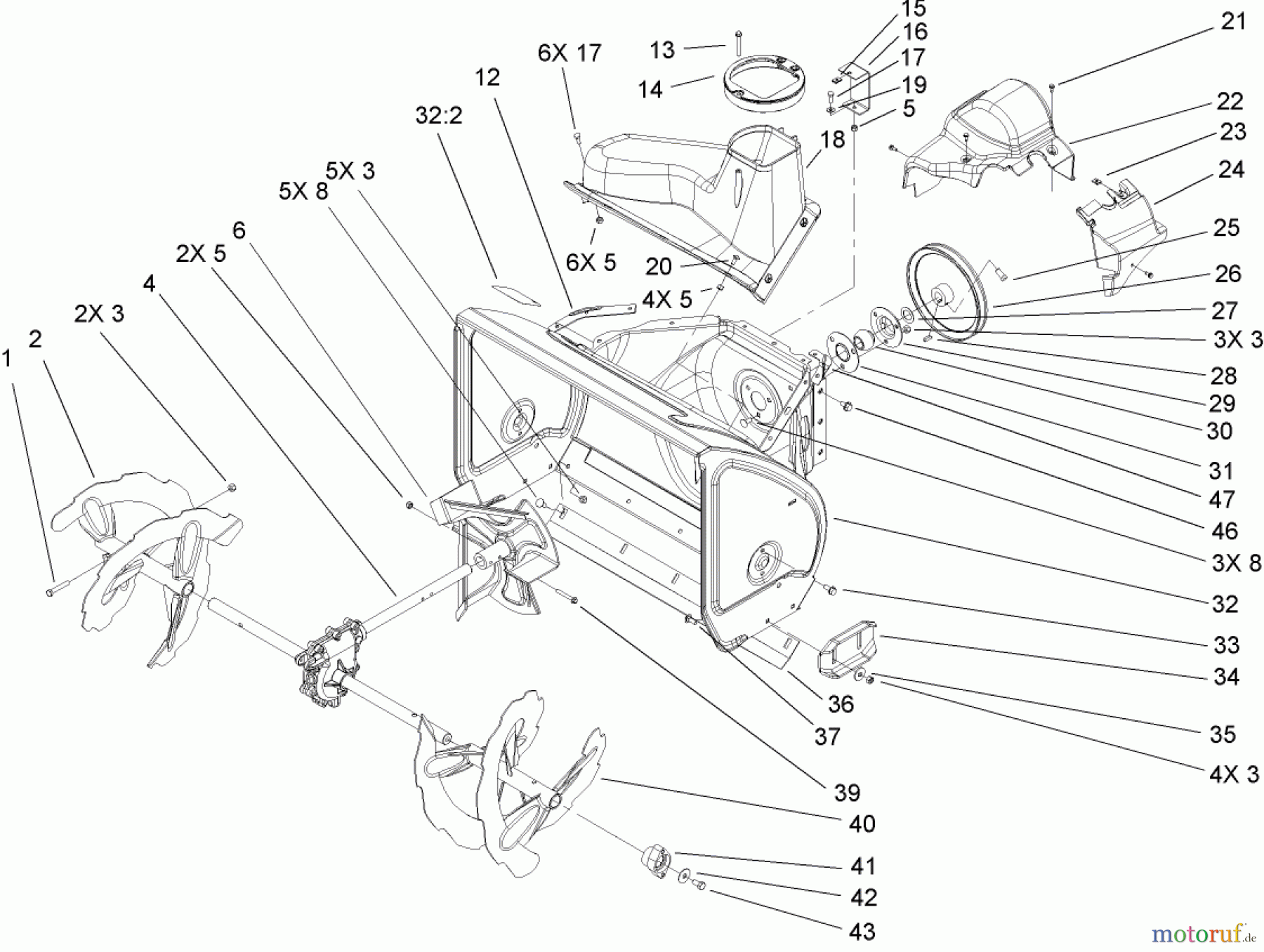 Toro Neu Snow Blowers/Snow Throwers Seite 2 38641 (1028 LXE) - Toro Power Max 1028 LXE Snowthrower, 2005 (250000001-250999999) AUGER AND HOUSING ASSEMBLY