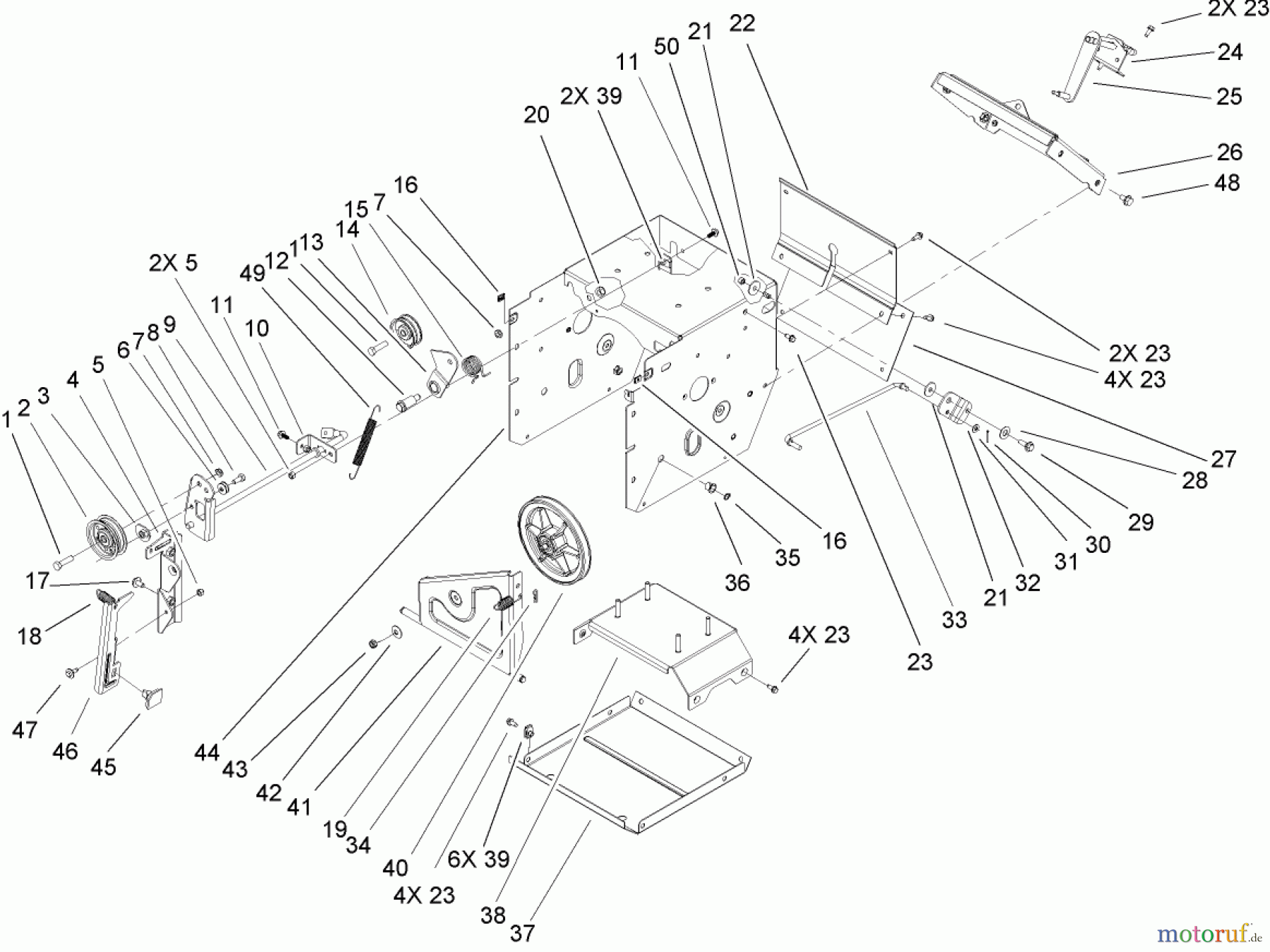 Toro Neu Snow Blowers/Snow Throwers Seite 2 38641 (1028 LXE) - Toro Power Max 1028 LXE Snowthrower, 2005 (250000001-250999999) FRAME ASSEMBLY