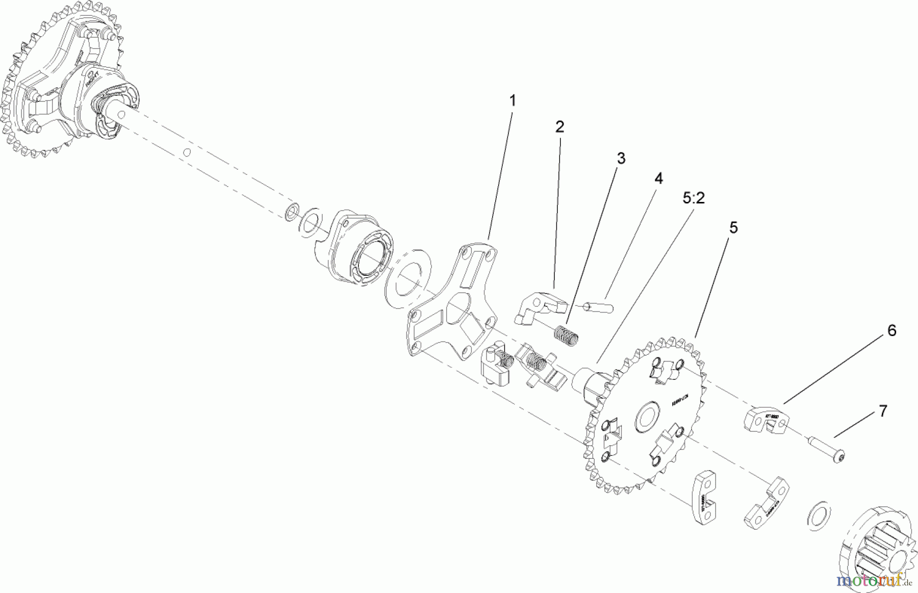 Toro Neu Snow Blowers/Snow Throwers Seite 2 38641 (1028 LXE) - Toro Power Max 1028 LXE Snowthrower, 2005 (250000001-250999999) WHEEL CLUTCH SPROCKET ASSEMBLY