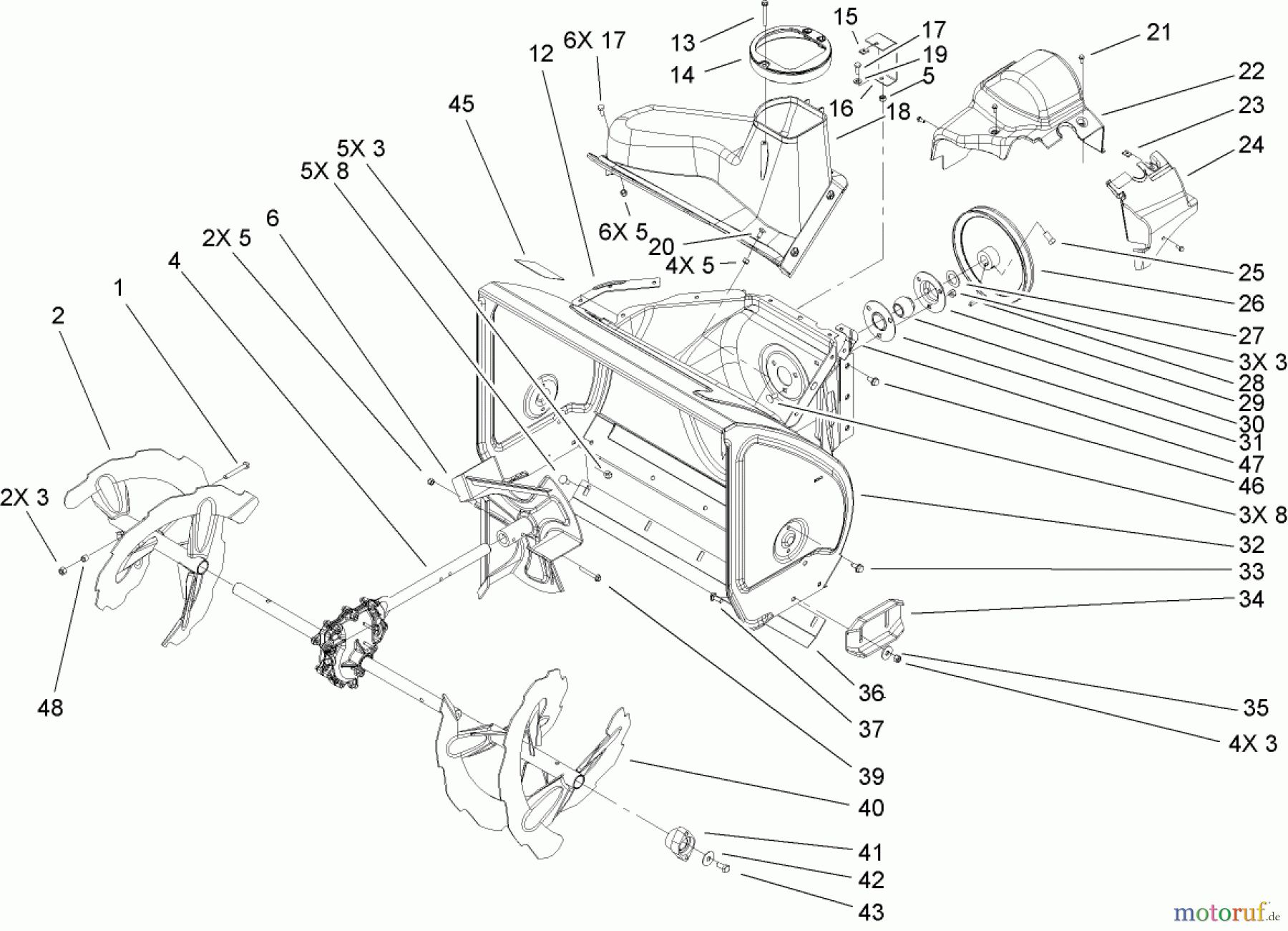Toro Neu Snow Blowers/Snow Throwers Seite 2 38641 (1028 LXE) - Toro Power Max 1028 LXE Snowthrower, 2007 (270000001-270999999) AUGER AND HOUSING ASSEMBLY