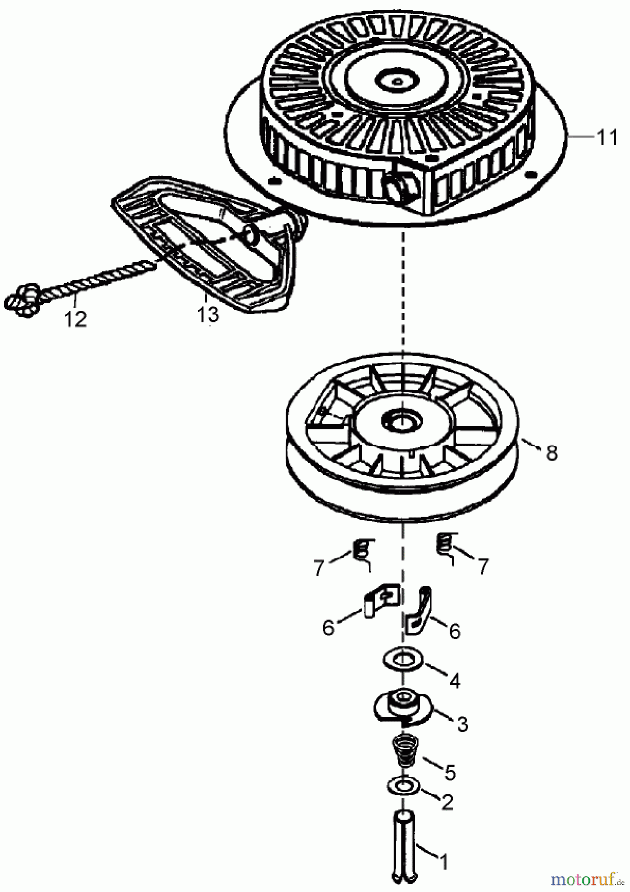 Toro Neu Snow Blowers/Snow Throwers Seite 2 38641 (1028 LXE) - Toro Power Max 1028 LXE Snowthrower, 2007 (270000001-270999999) RECOIL STARTER ASSEMBLY NO. 590749 TECUMSEH LH358SA-159626A