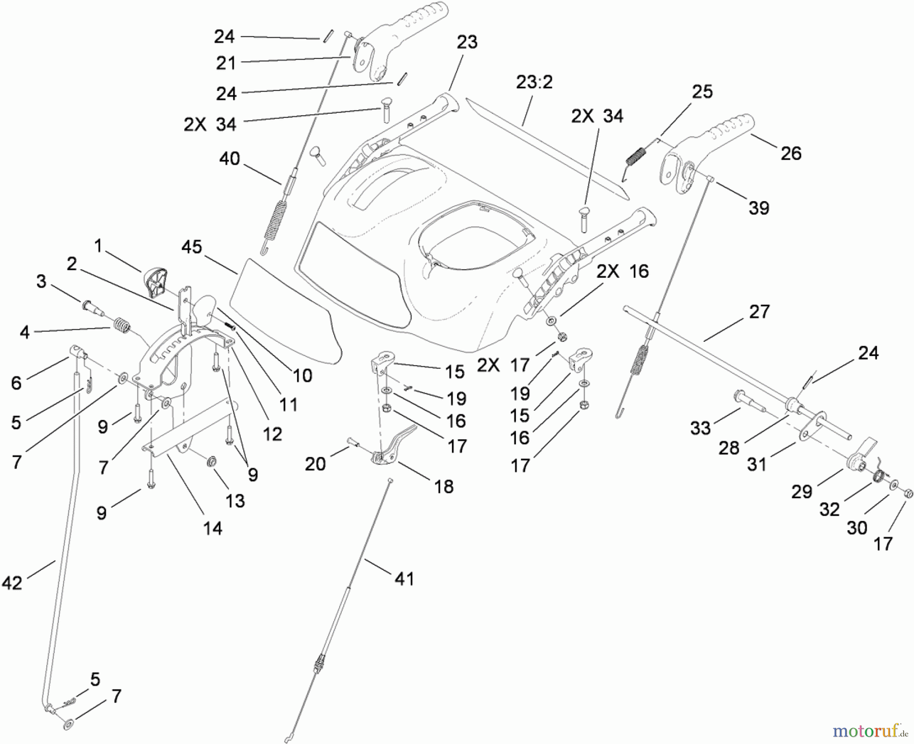  Toro Neu Snow Blowers/Snow Throwers Seite 2 38644 (1028 OXE) - Toro Power Max 1028 OXE Snowthrower, 2010 (310000001-310999999) UPPER HANDLE AND CONTROL ASSEMBLY