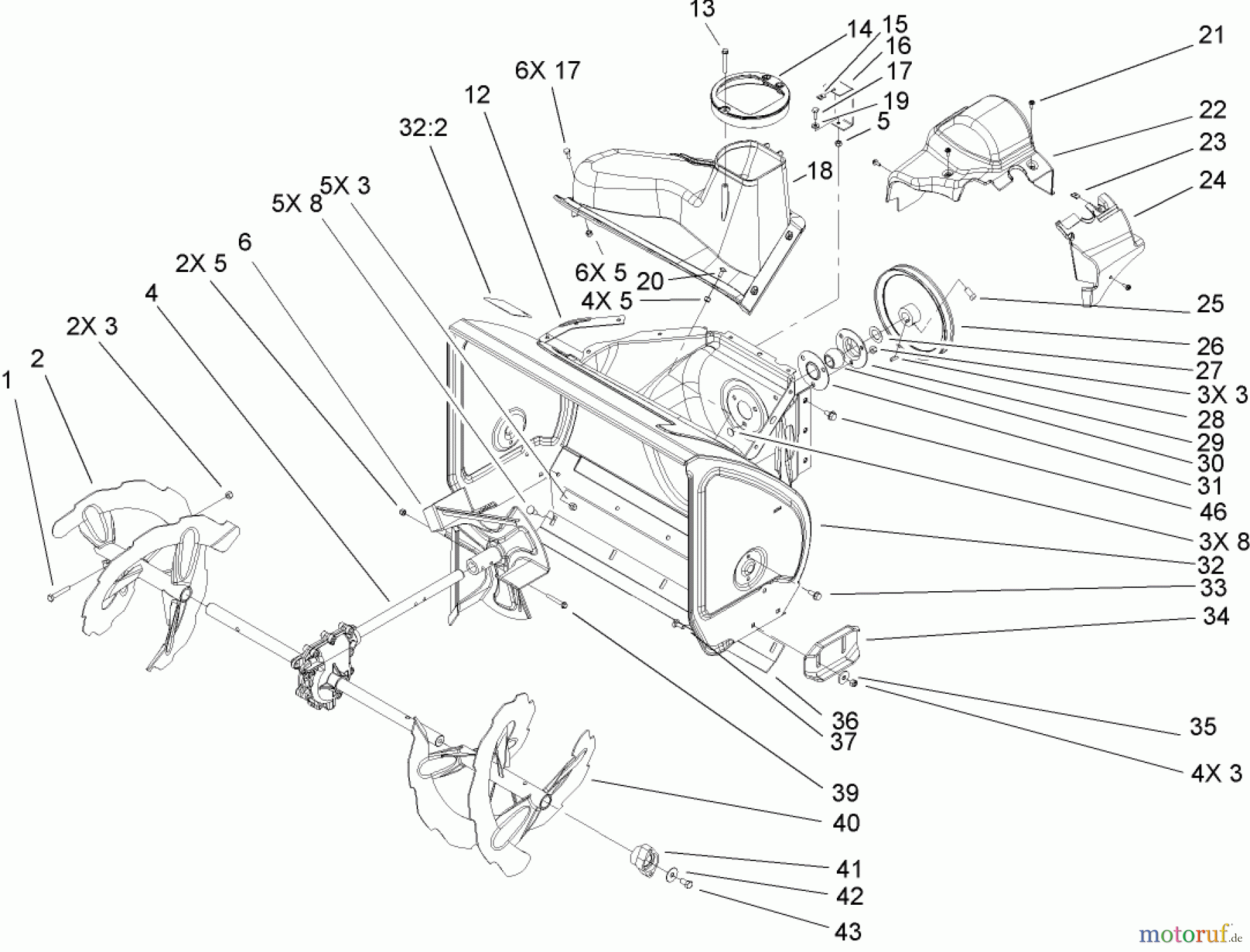  Toro Neu Snow Blowers/Snow Throwers Seite 2 38645 (1028 LE) - Toro Power Max 1028 LE Snowthrower, 2004 (240000001-240999999) AUGER AND HOUSING ASSEMBLY