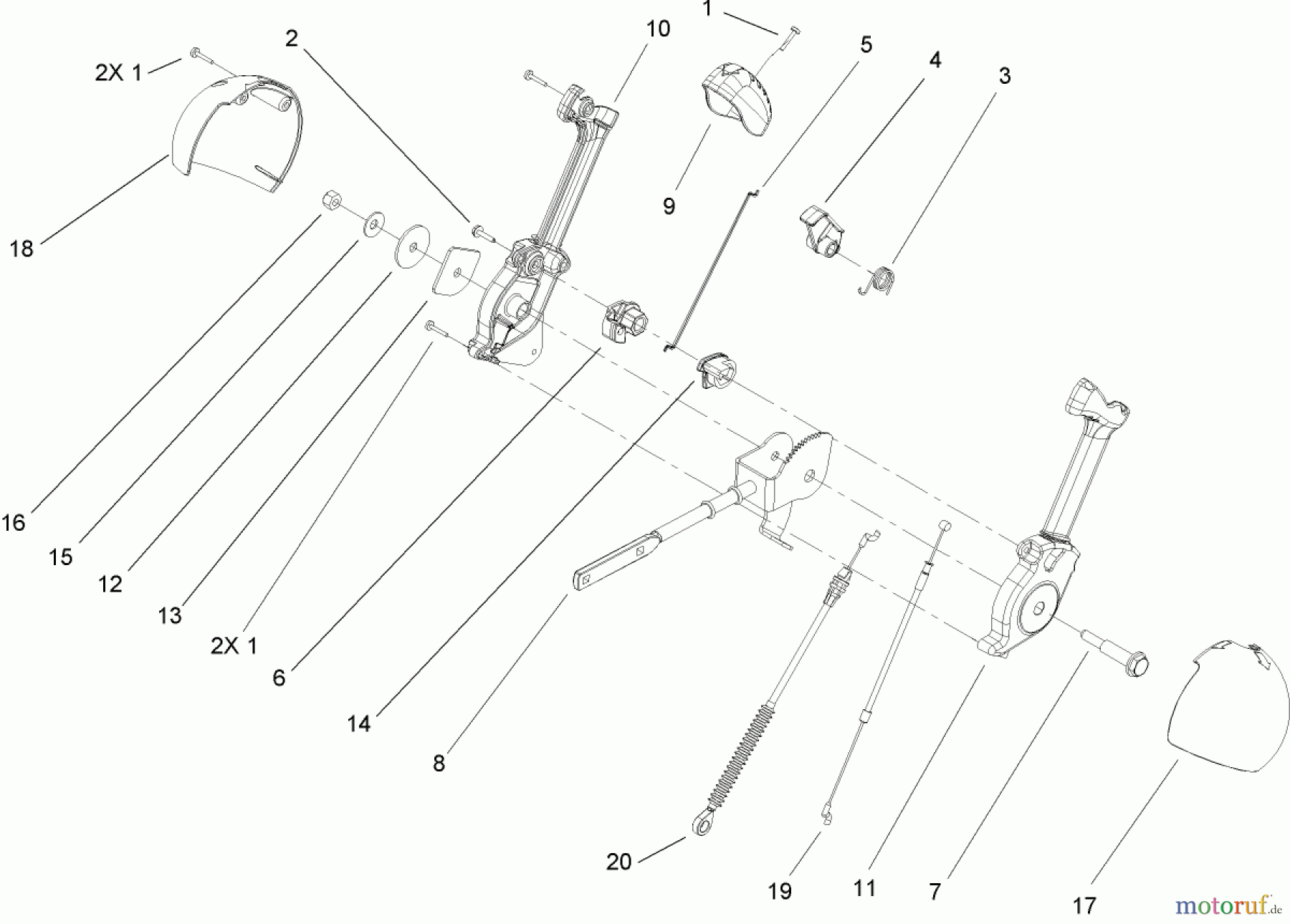  Toro Neu Snow Blowers/Snow Throwers Seite 2 38645 (1028 LE) - Toro Power Max 1028 LE Snowthrower, 2004 (240000001-240999999) LEVER AND CHUTE CONTROL ASSEMBLY
