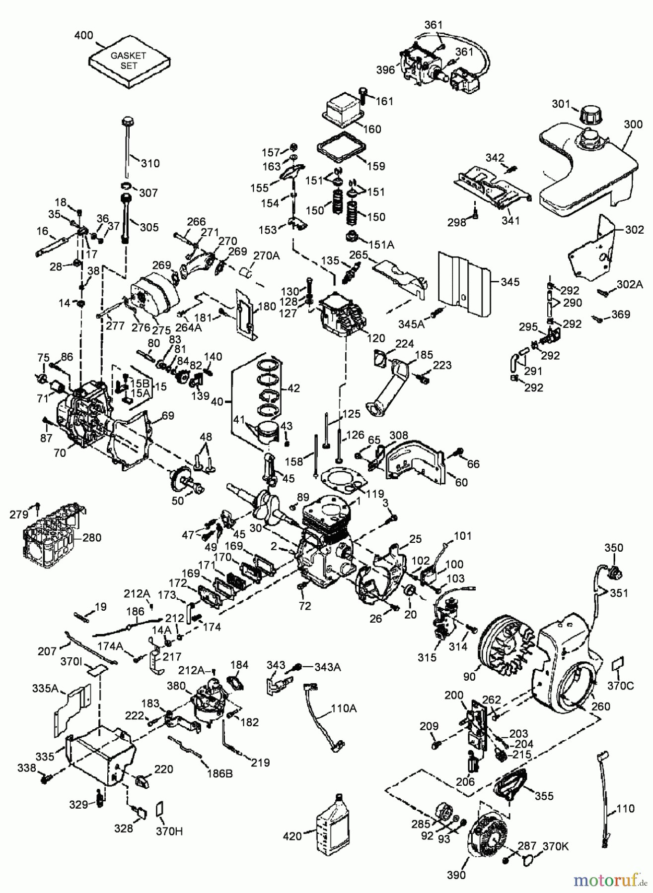 Toro Neu Snow Blowers/Snow Throwers Seite 2 38650 (1128 OXE) - Toro Power Max 1128 OXE Snowthrower, 2005 (250000001-250010000) ENGINE ASSEMBLY NO. 2 TECUMSEH OHSK110-221734D