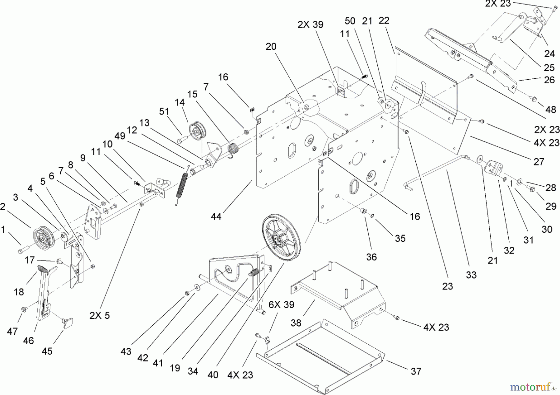 Toro Neu Snow Blowers/Snow Throwers Seite 2 38650 (1128 OXE) - Toro Power Max 1128 OXE Snowthrower, 2006 (260000001-260999999) FRAME ASSEMBLY