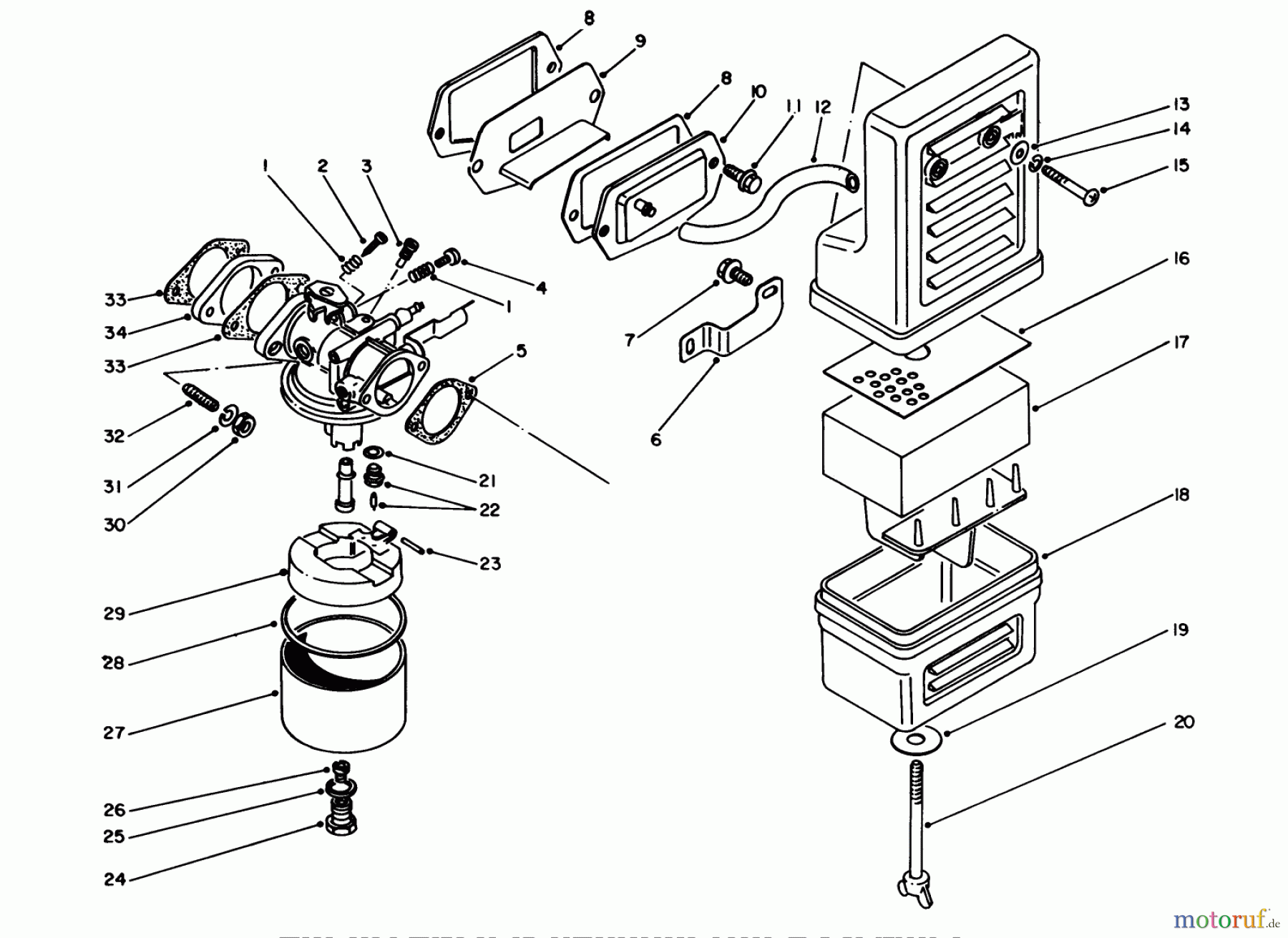 Toro Neu Generators 62025 (T2500) - Toro Generator, T2500, 1983 (3000001-3999999) AIR CLEANER & CARBURETOR ASSEMBLY