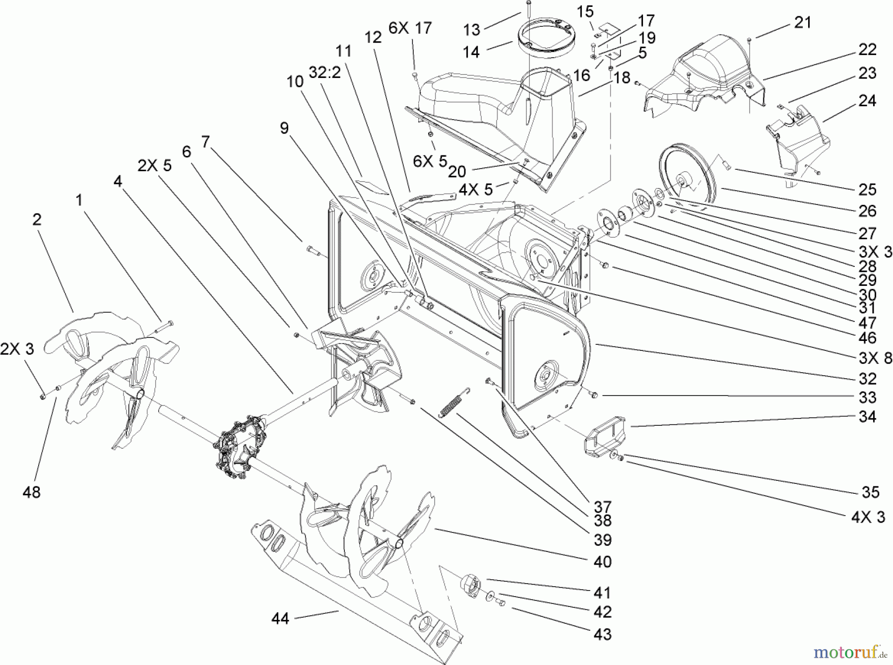  Toro Neu Snow Blowers/Snow Throwers Seite 2 38650 (1128 OXE) - Toro Power Max 1128 OXE Snowthrower, 2009 (290000001-290999999) AUGER AND HOUSING ASSEMBLY