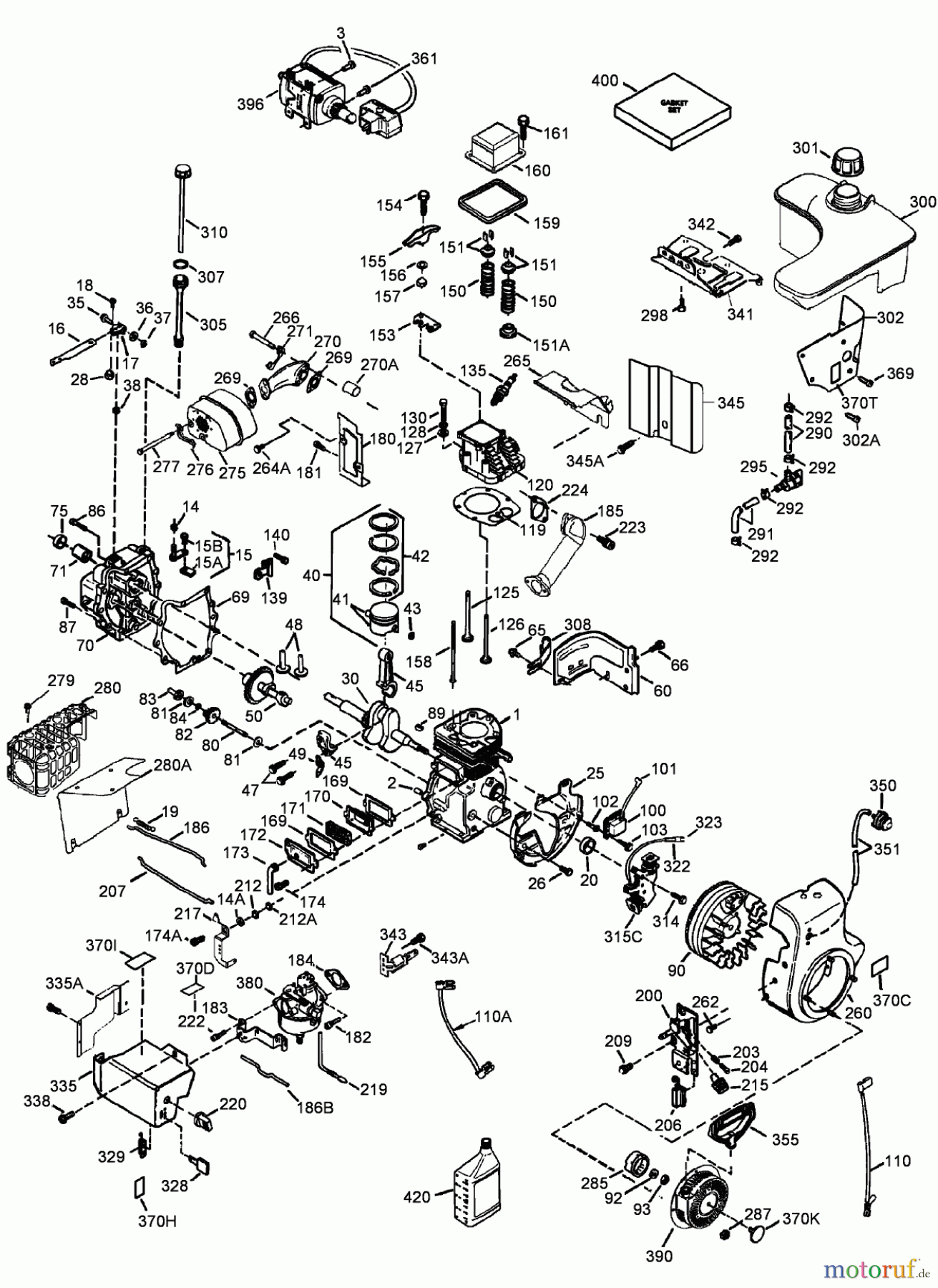 Toro Neu Snow Blowers/Snow Throwers Seite 2 38650 (1128 OXE) - Toro Power Max 1128 OXE Snowthrower, 2009 (290000001-290999999) ENGINE ASSEMBLY NO. 1 TECUMSEH OH318SA-221812B