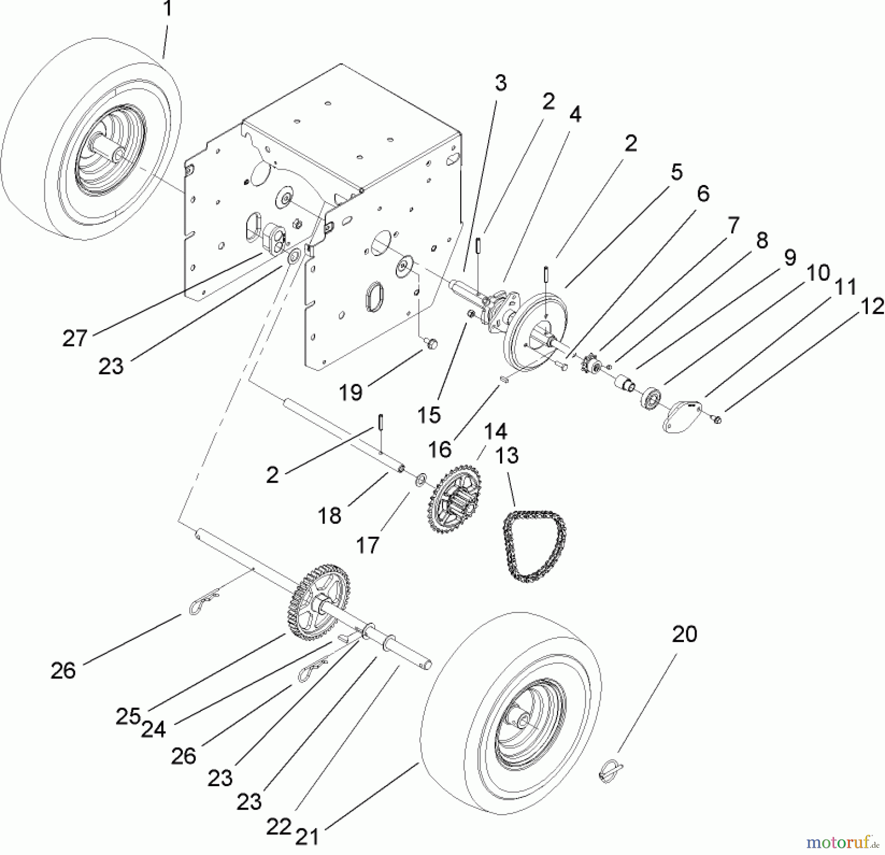 Toro Neu Snow Blowers/Snow Throwers Seite 2 38652 (1128 OXE) - Toro Power Max 1128 OXE Snowthrower, 2004 (240000001-240999999) CHAIN DRIVE ASSEMBLY