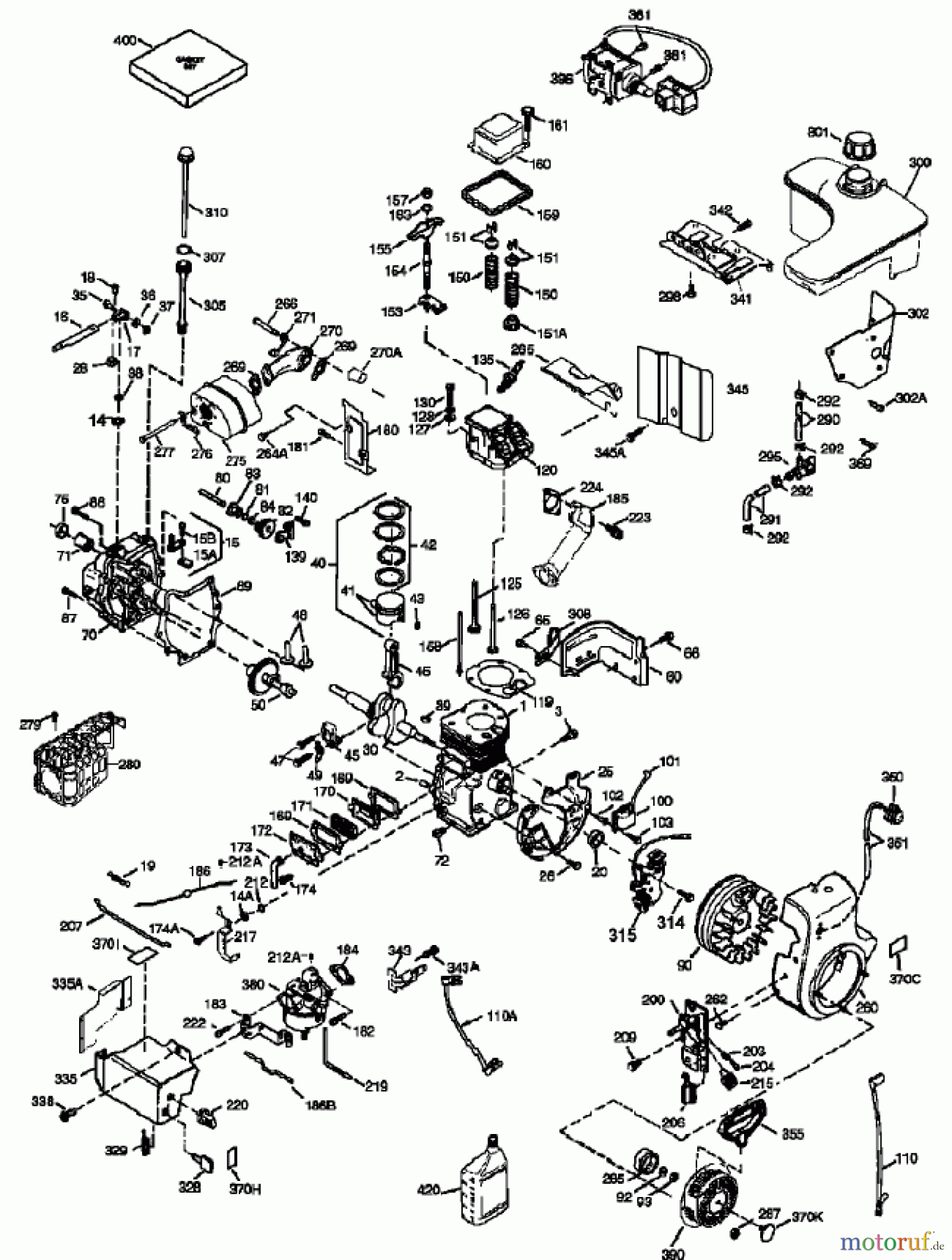  Toro Neu Snow Blowers/Snow Throwers Seite 2 38652 (1128 OXE) - Toro Power Max 1128 OXE Snowthrower, 2004 (240000001-240999999) ENGINE ASSEMBLY TECUMSEH MODEL NO. OHSK110-221734D